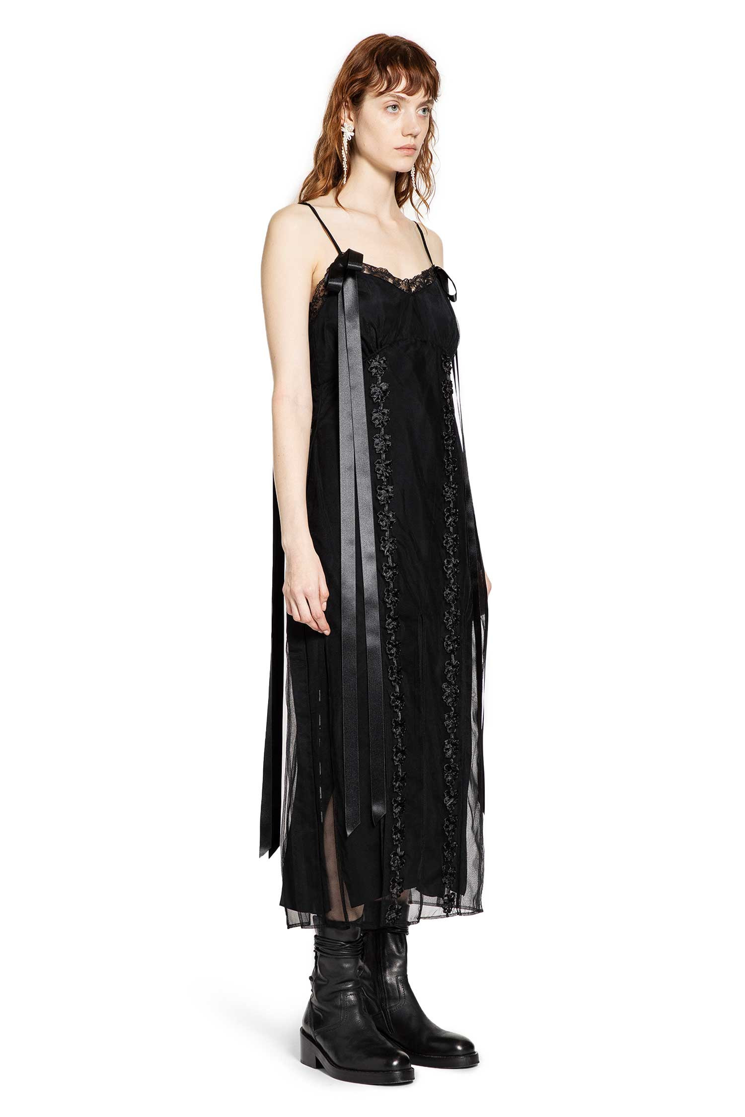 Layered Ribbon Daisy Chain Multi Slit Dress - 2