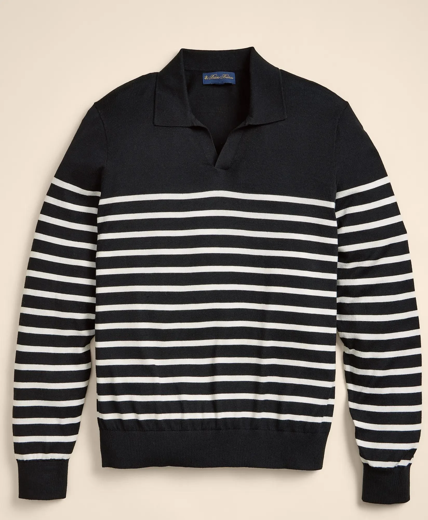 Supima® Cotton Mariner Stripe Johnny Collar Sweater - 1