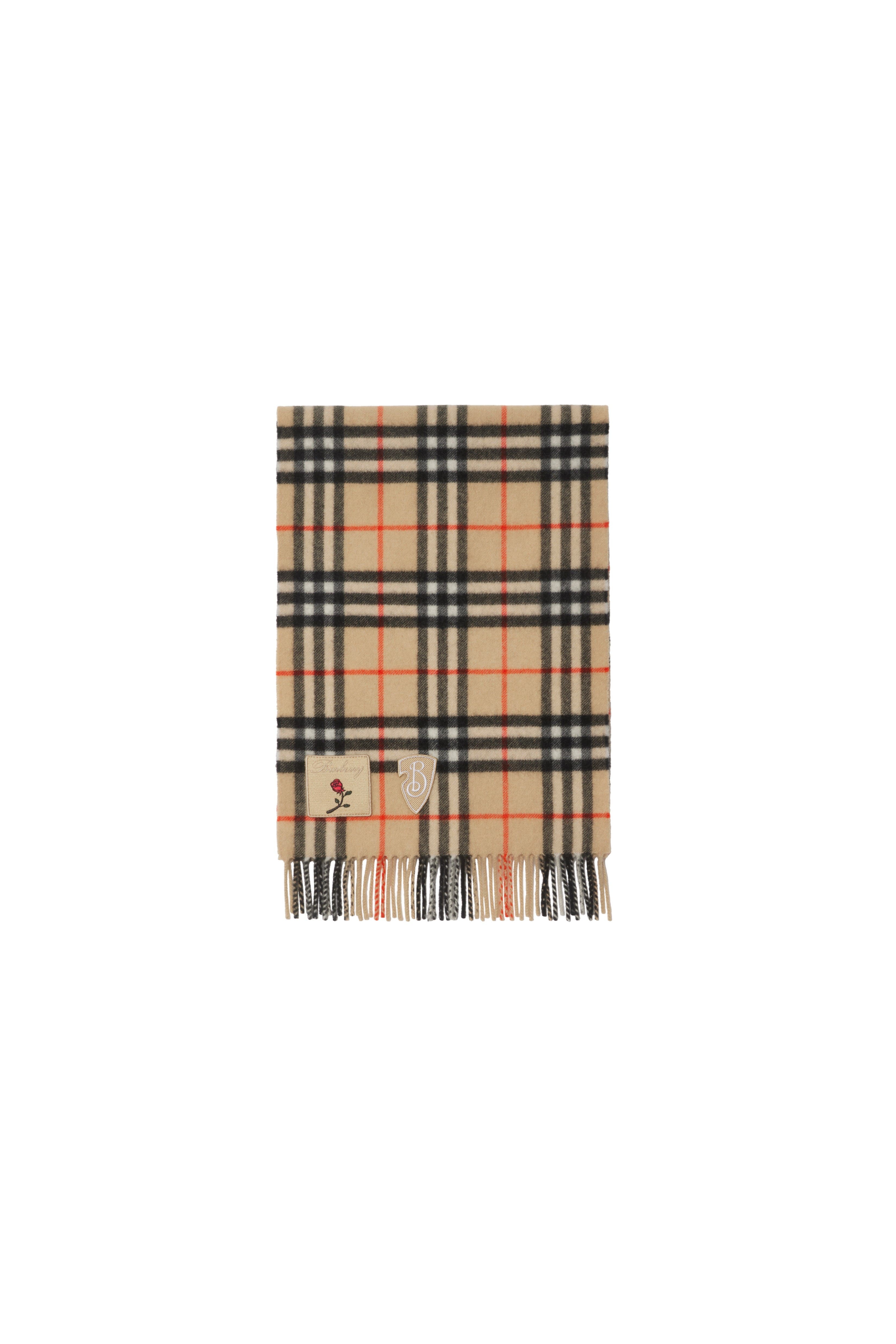 burberry Badge Check Cashmere Scarf in Sand at Nordstrom - 4