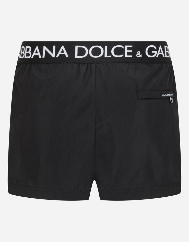 Short swim trunks with branded stretch waistband - 3