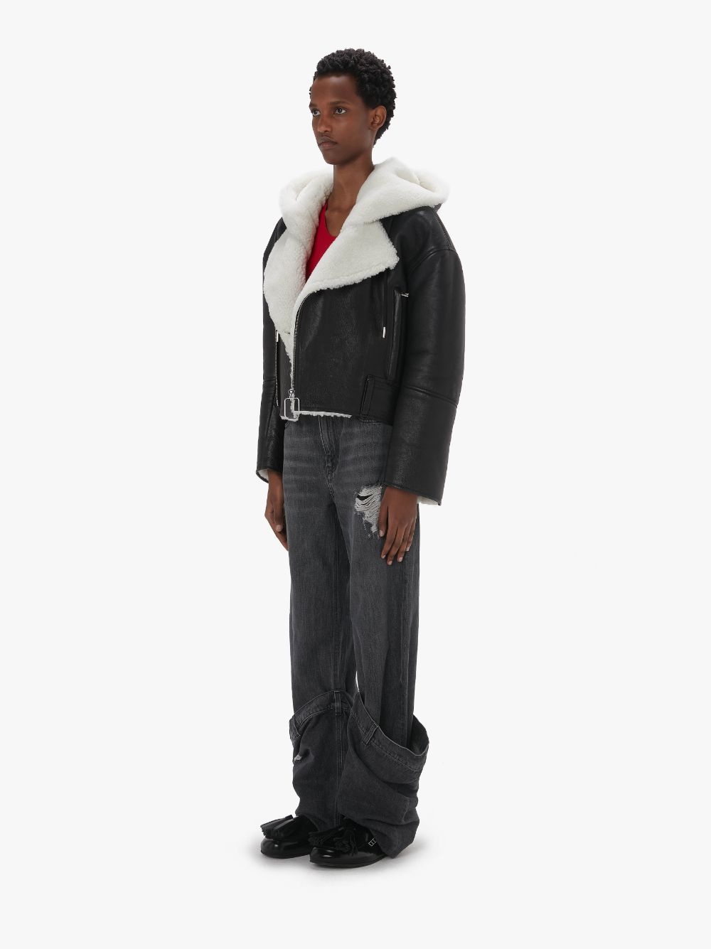 HOODED BIKER JACKET - 4