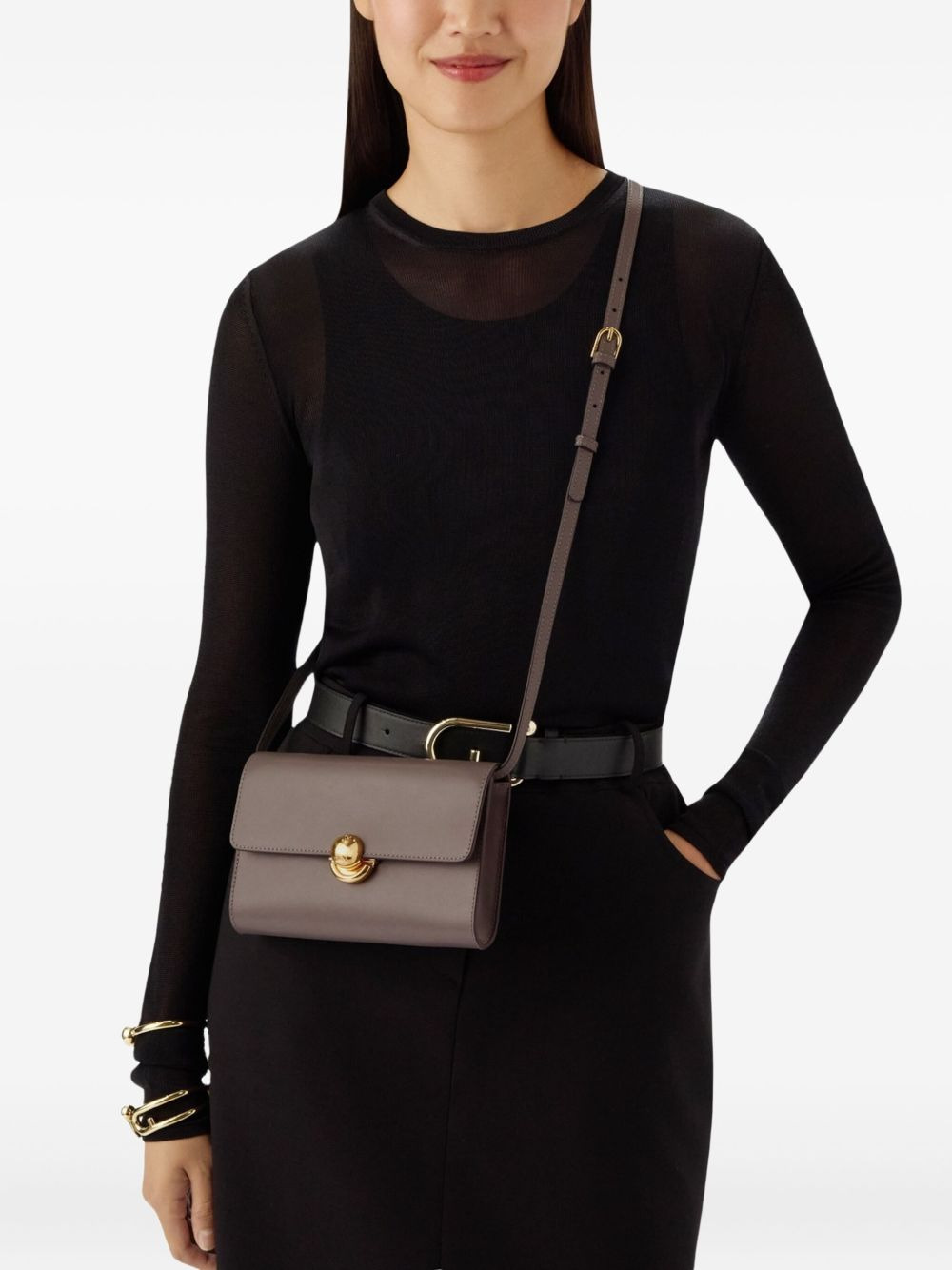 spherical-clasp leather mini bag - 2