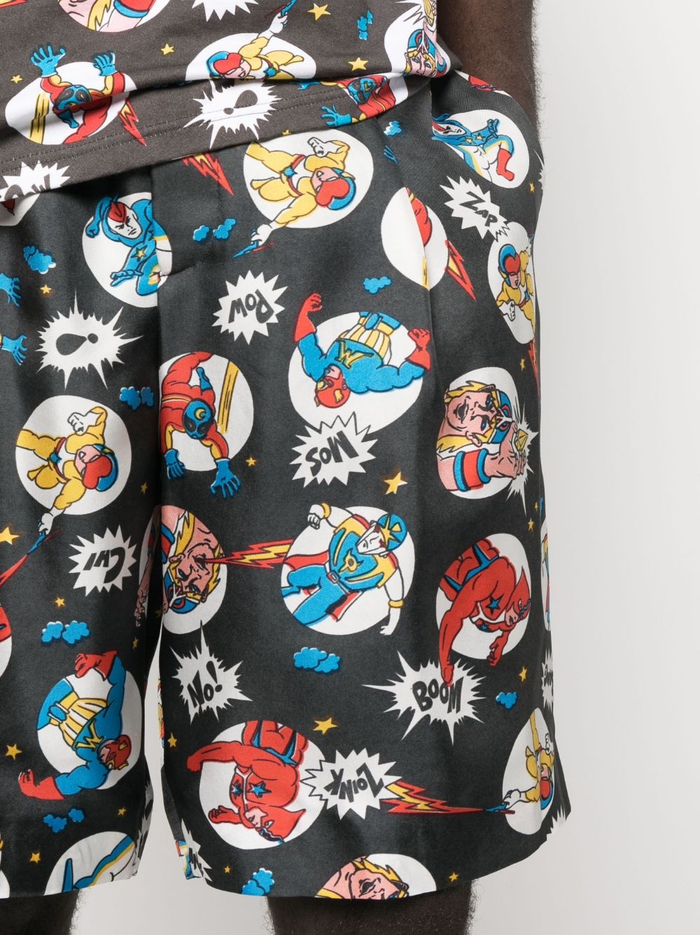 comic-print silk shorts - 5