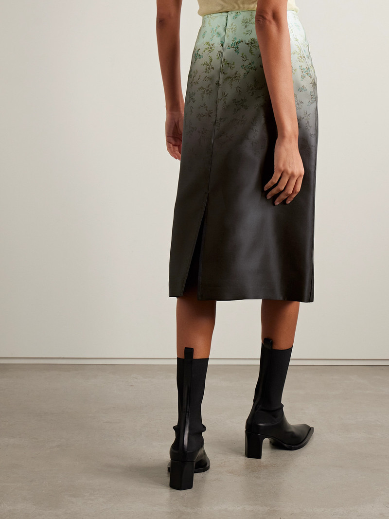 Dégradé Floral-print Silk-satin Midi Skirt 3