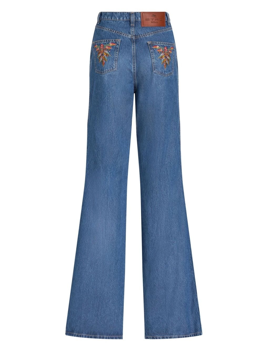 floral-embroidered flared jeans - 6