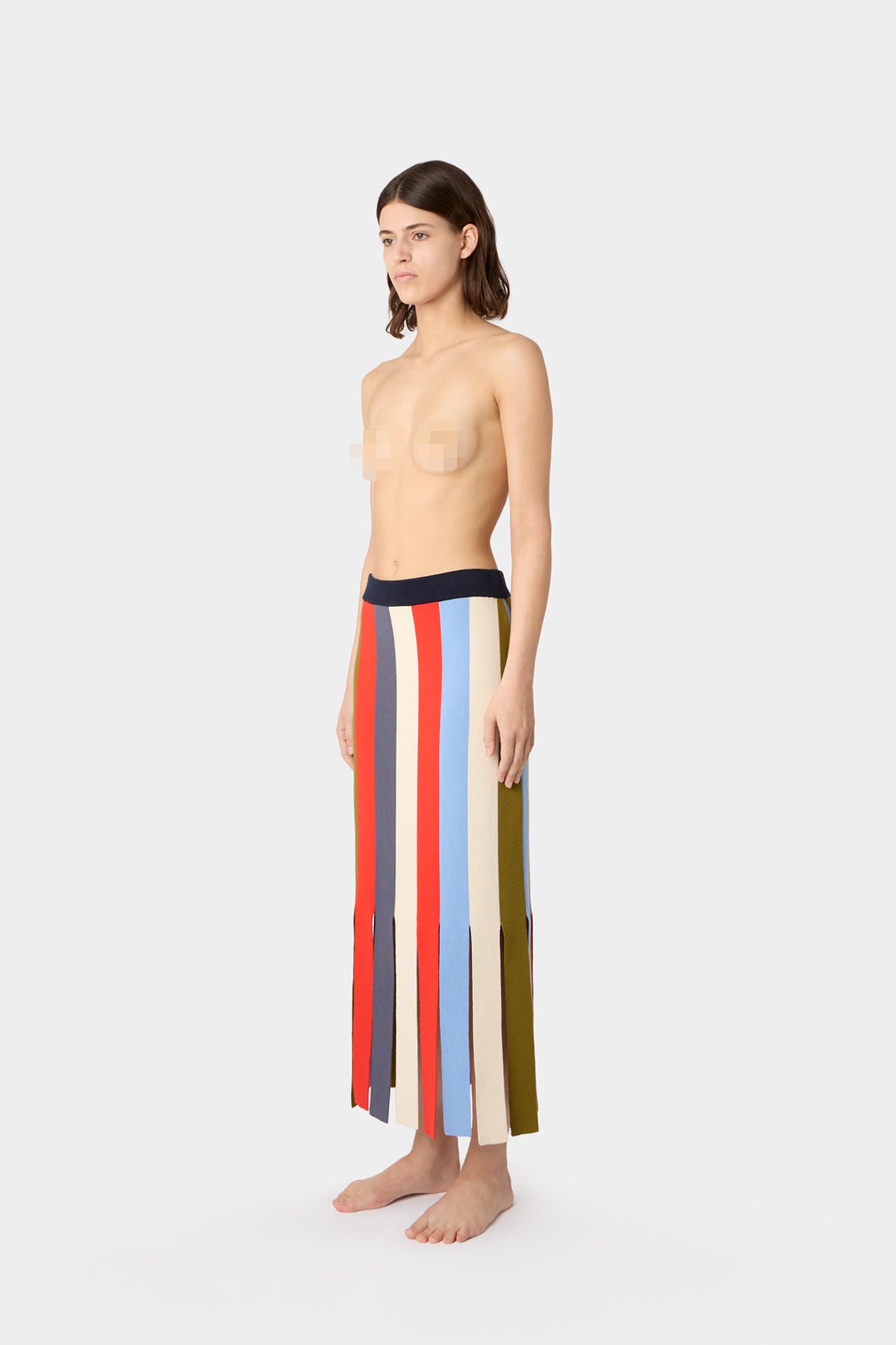 MAGLIAUNITA FRINGED LONG SKIRT / multicolor stripes - 1