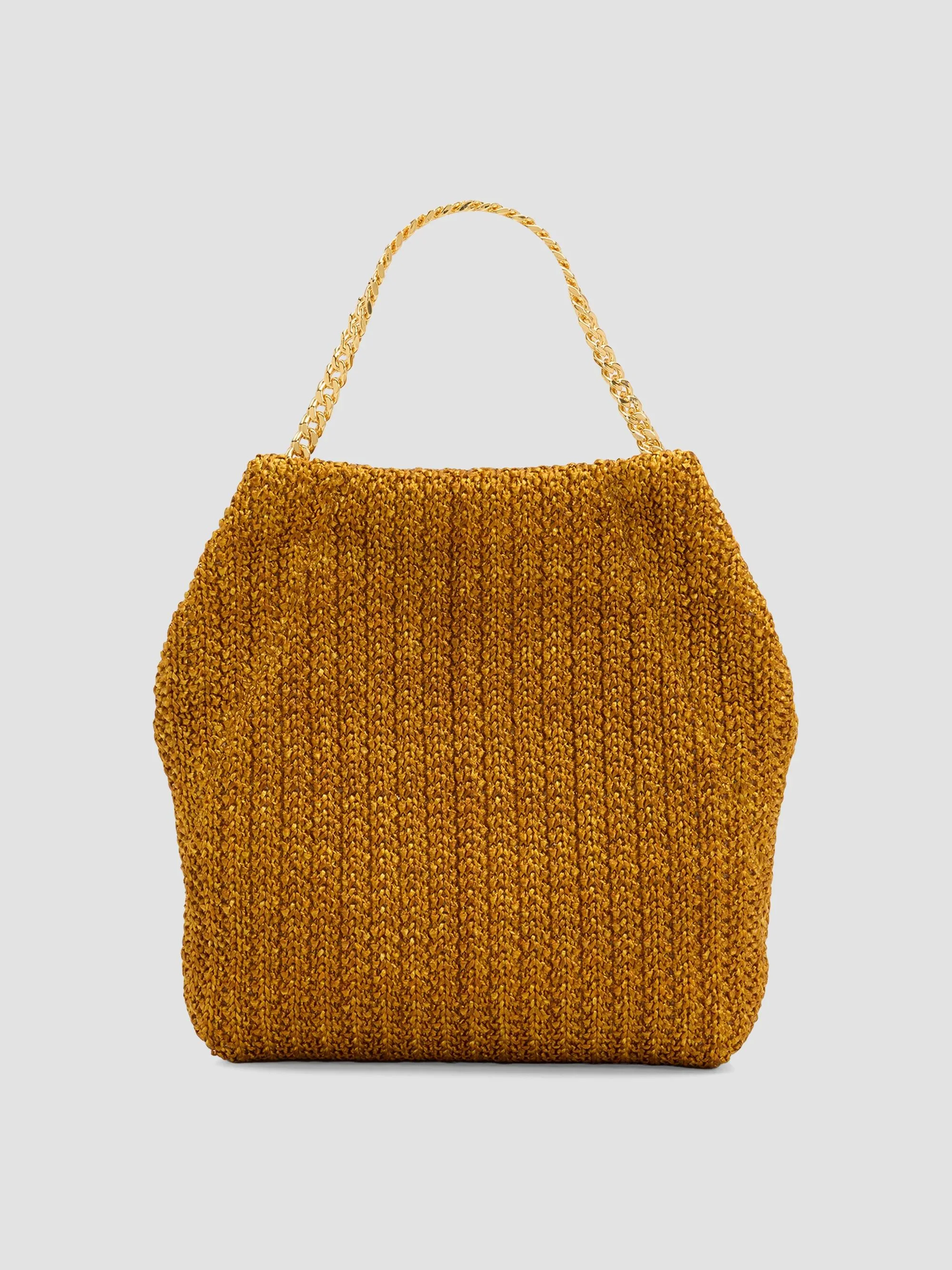 Women's Small Raffia Slouch Handle Bag - Gold - 1