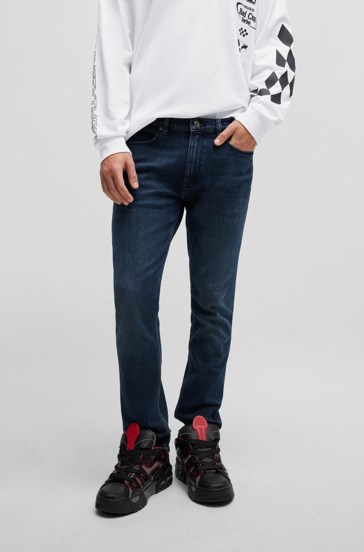 EXTRA-SLIM-FIT JEANS IN BLUE SUPER-SOFT DENIM - 2