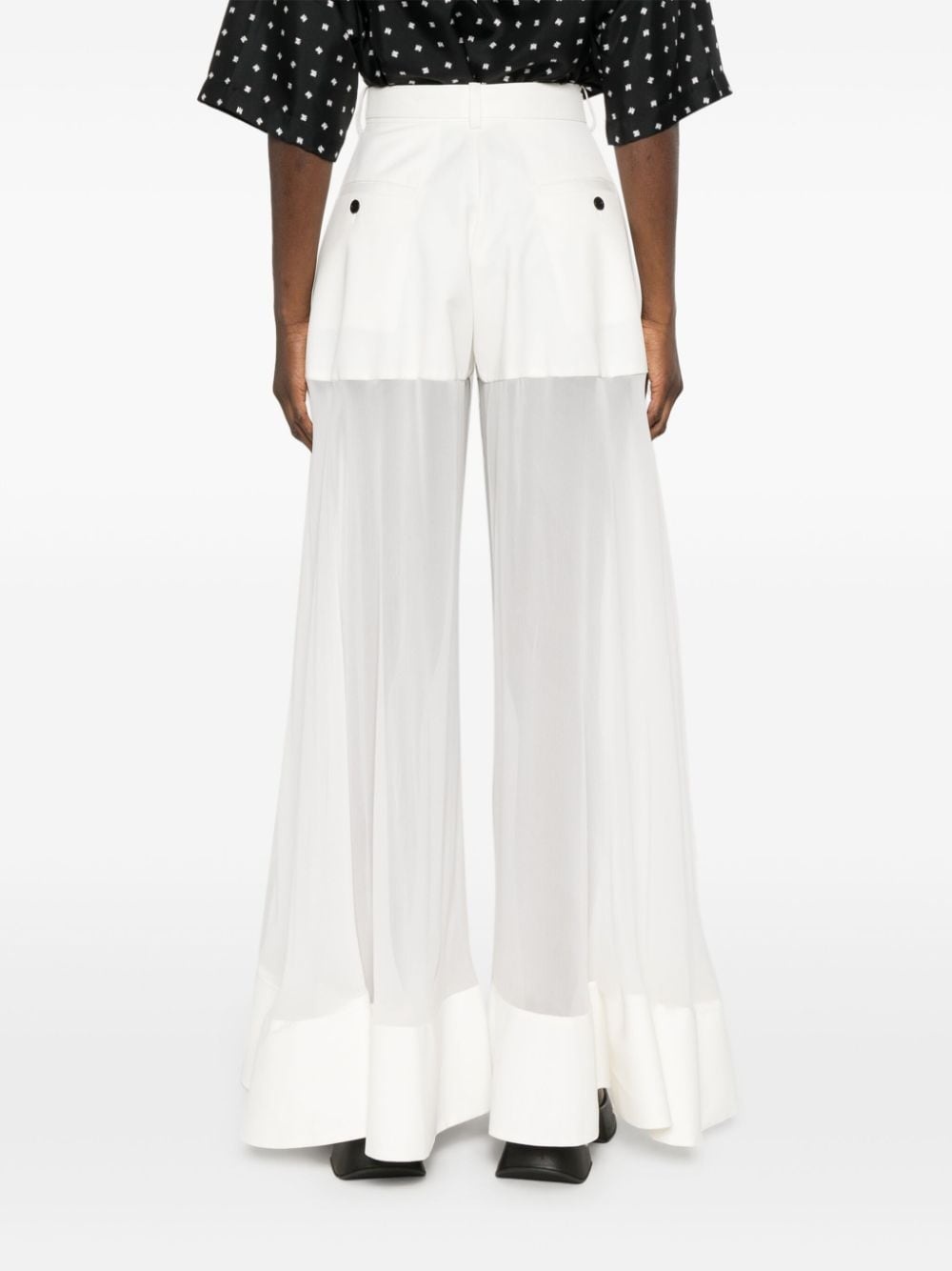 semi-sheer panels palazzo pants - 3