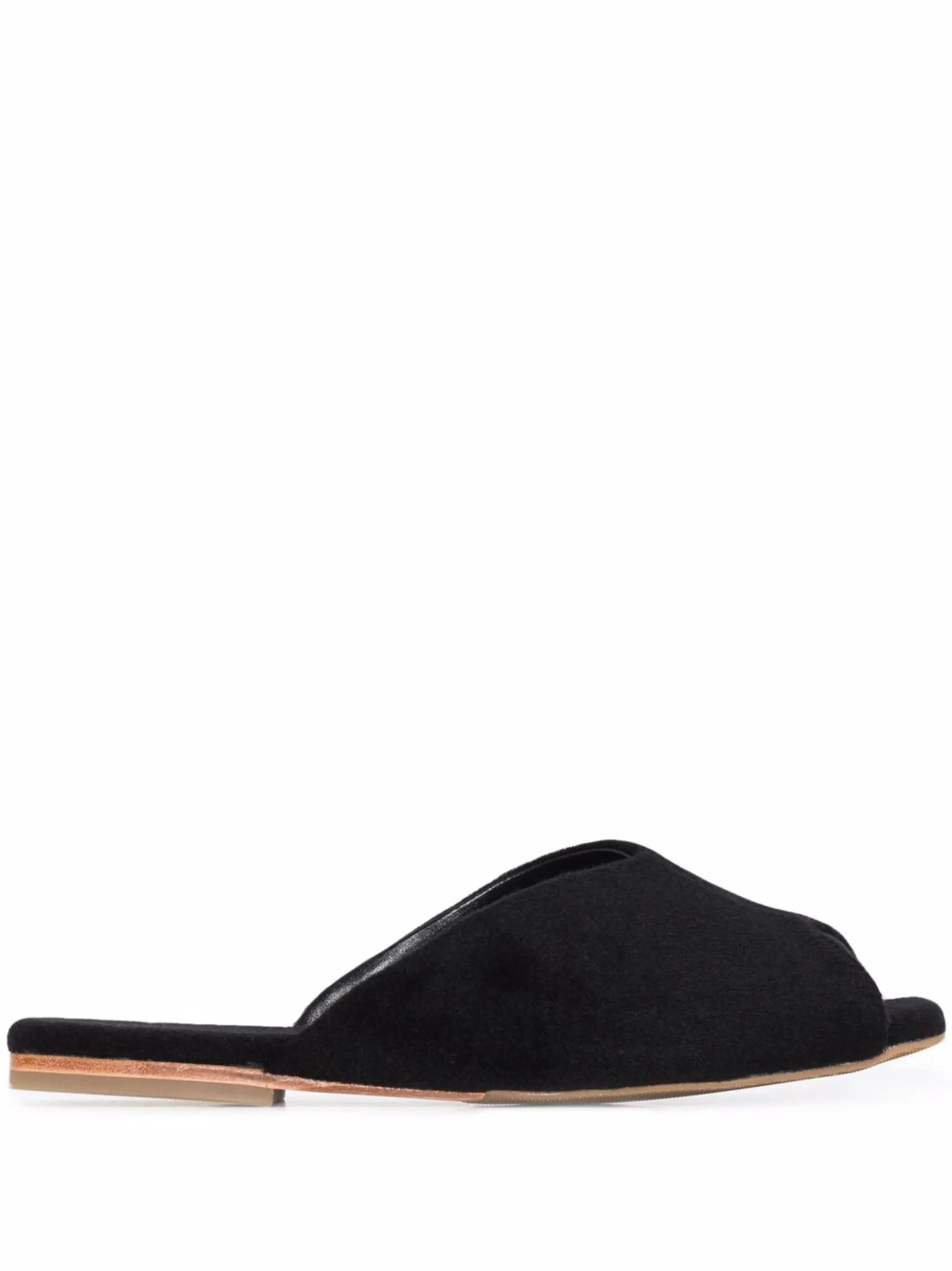 open-toe wool slippers - 1