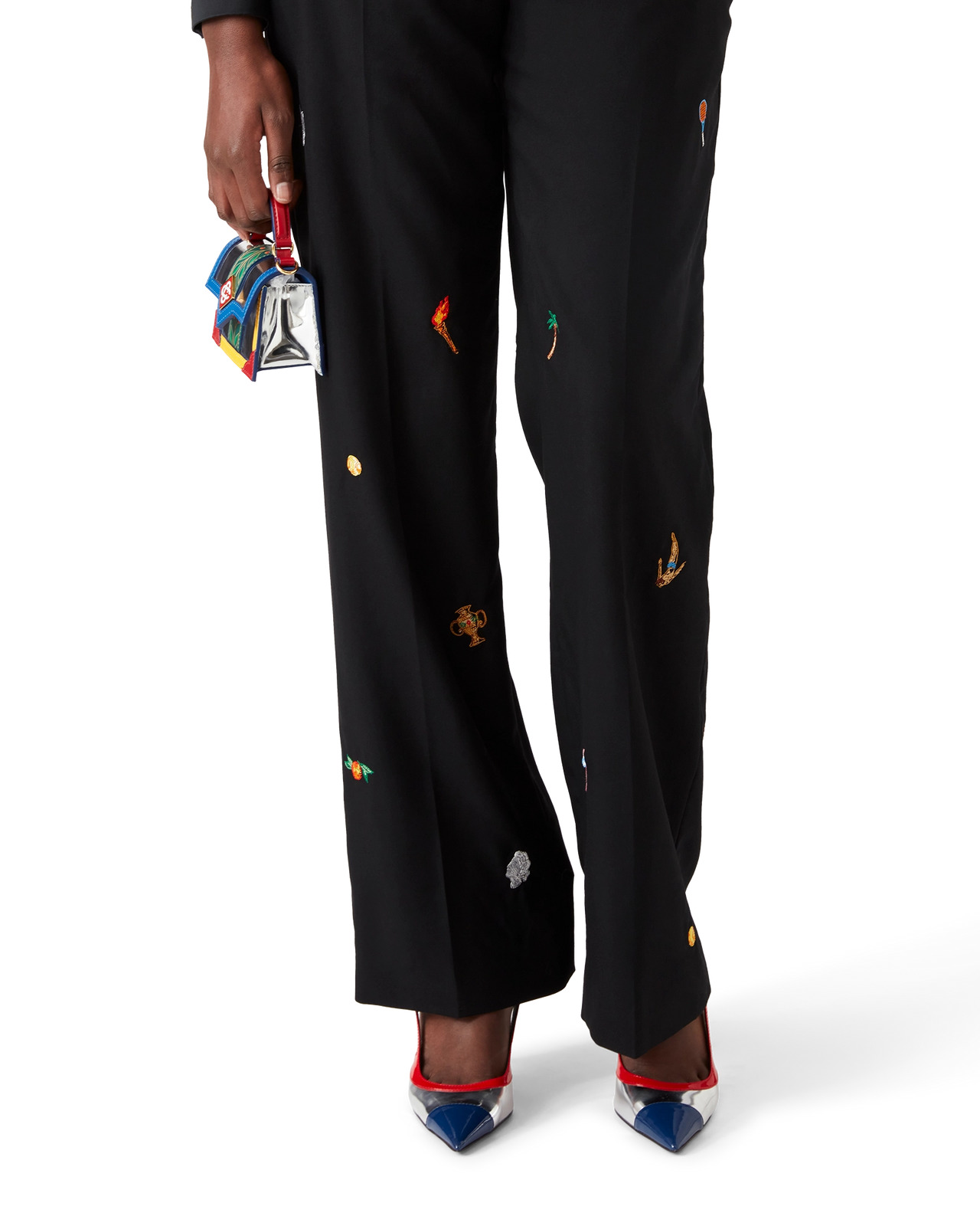 Embroidered Motif Wool Tailored Trousers | Casablanca Paris - 4