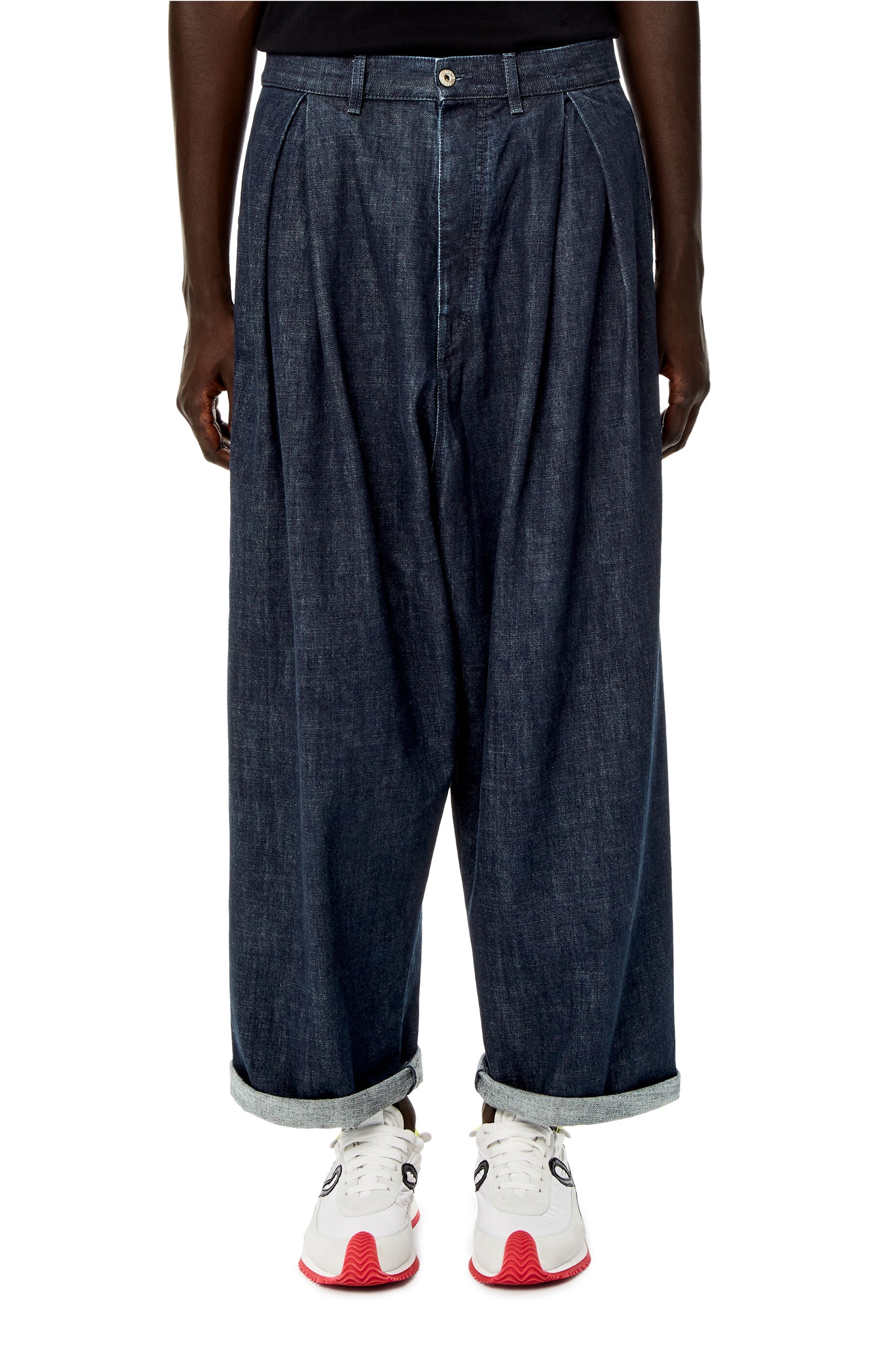 Low crotch denim trousers in cotton - 3