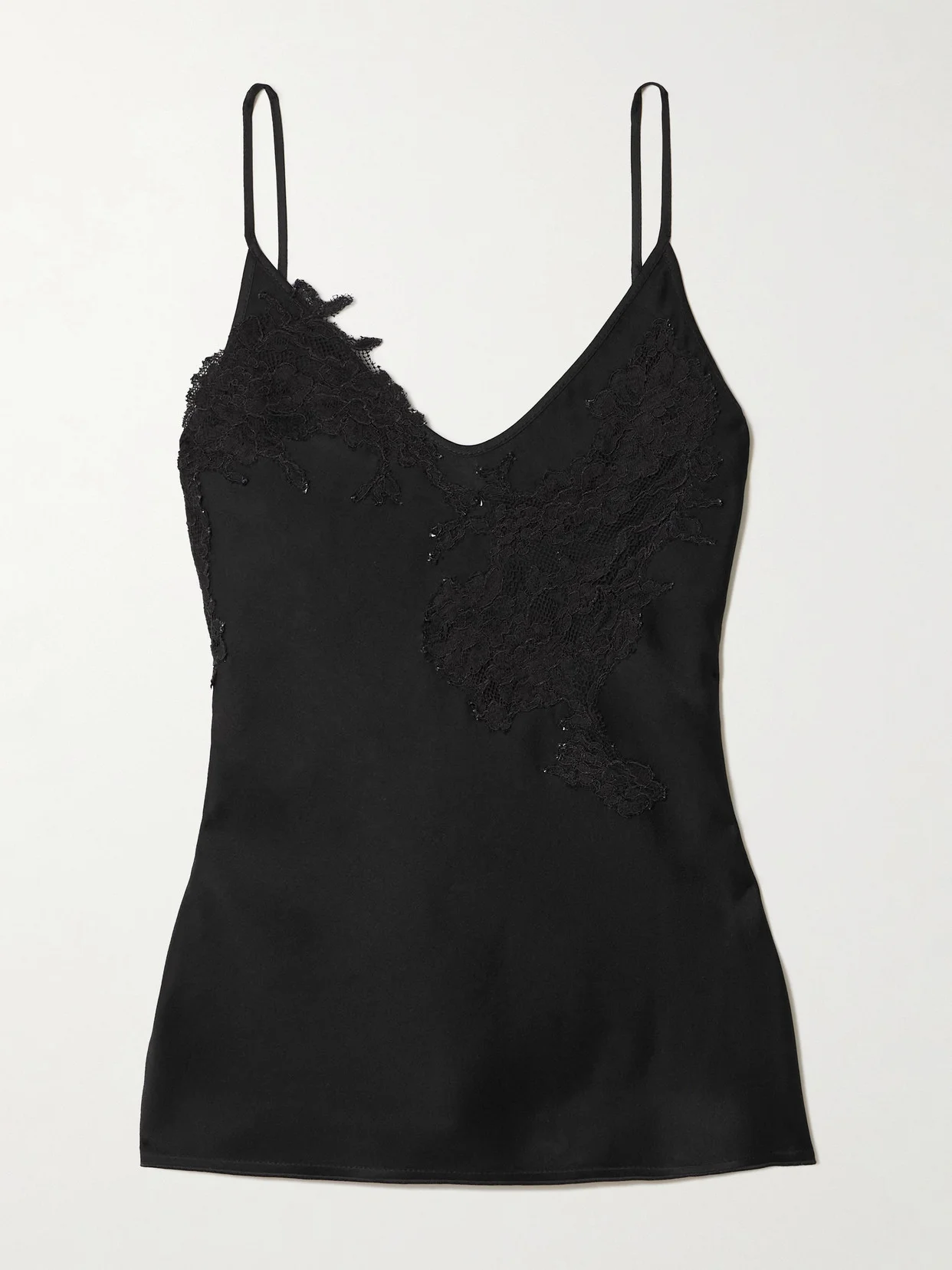 Lace-trimmed Satin-crepe Camisole - 1