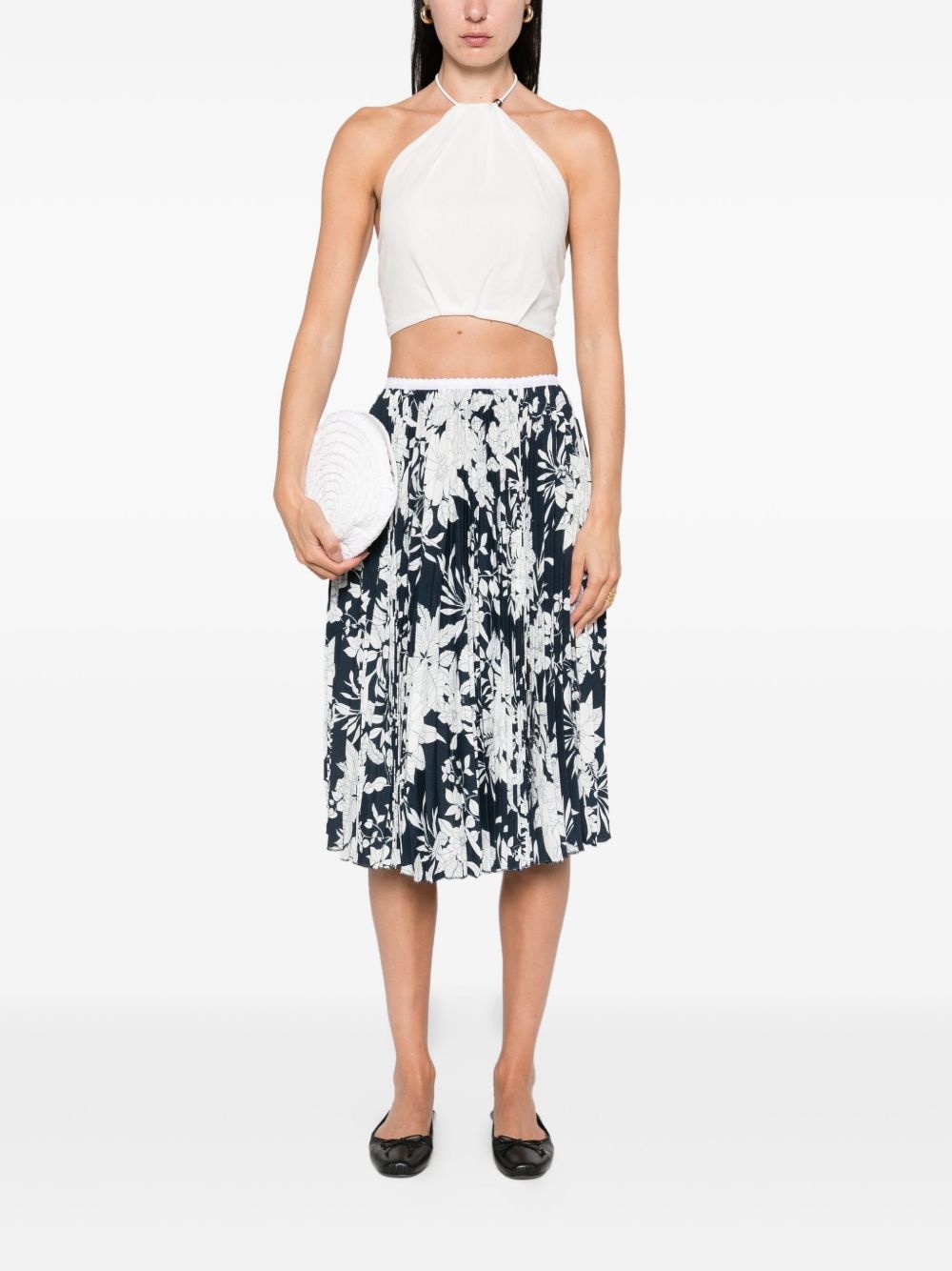 pleated floral-print midi skirt - 2