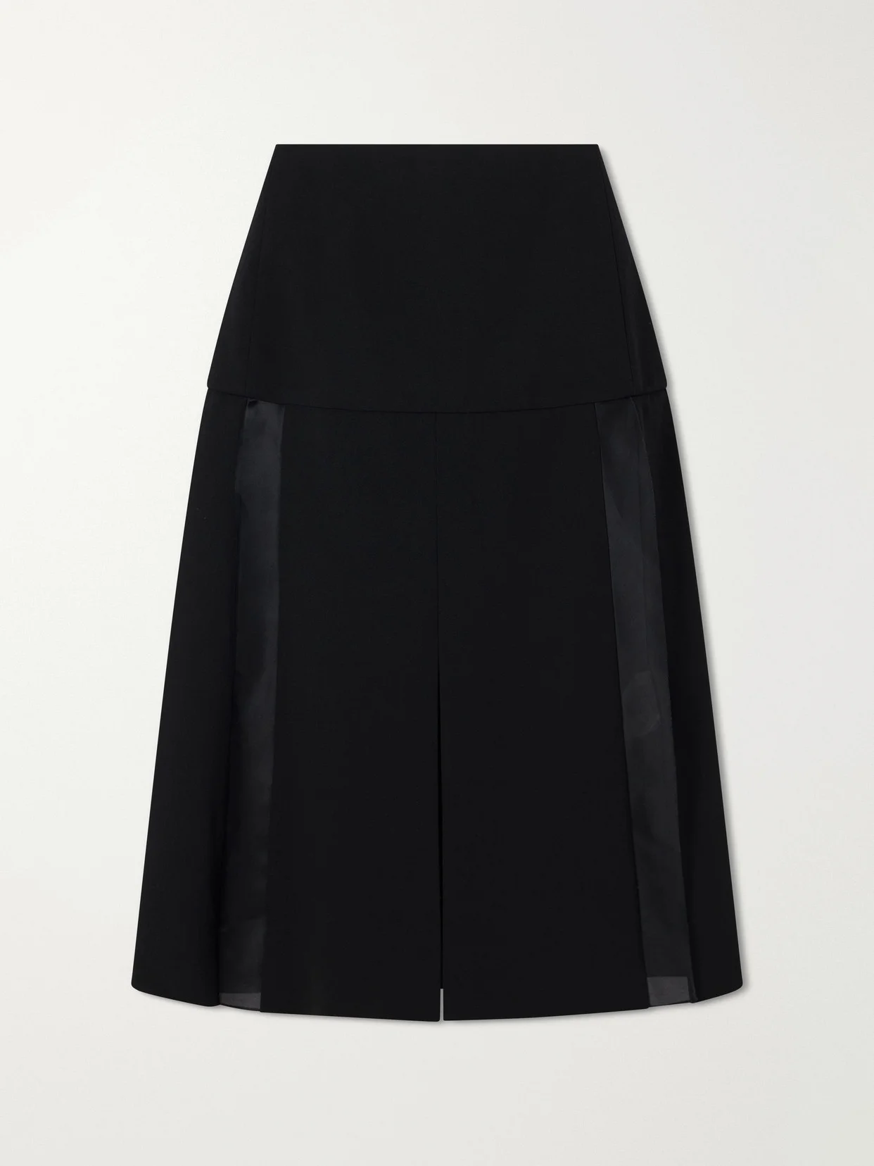 Satin-trimmed Wool Midi Skirt - 1