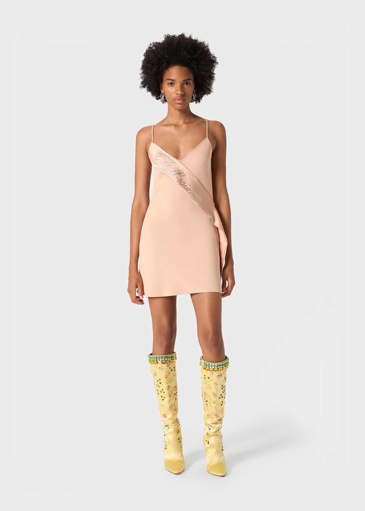SLIP DRESS WITH SATIN BAND AND LOGO DECORATION - 2