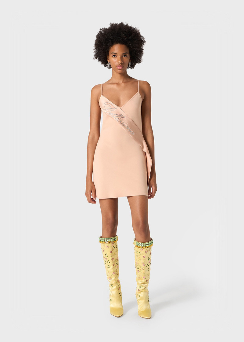 Blumarine SLIP DRESS WITH SATIN BAND AND LOGO DECORATION outlook
