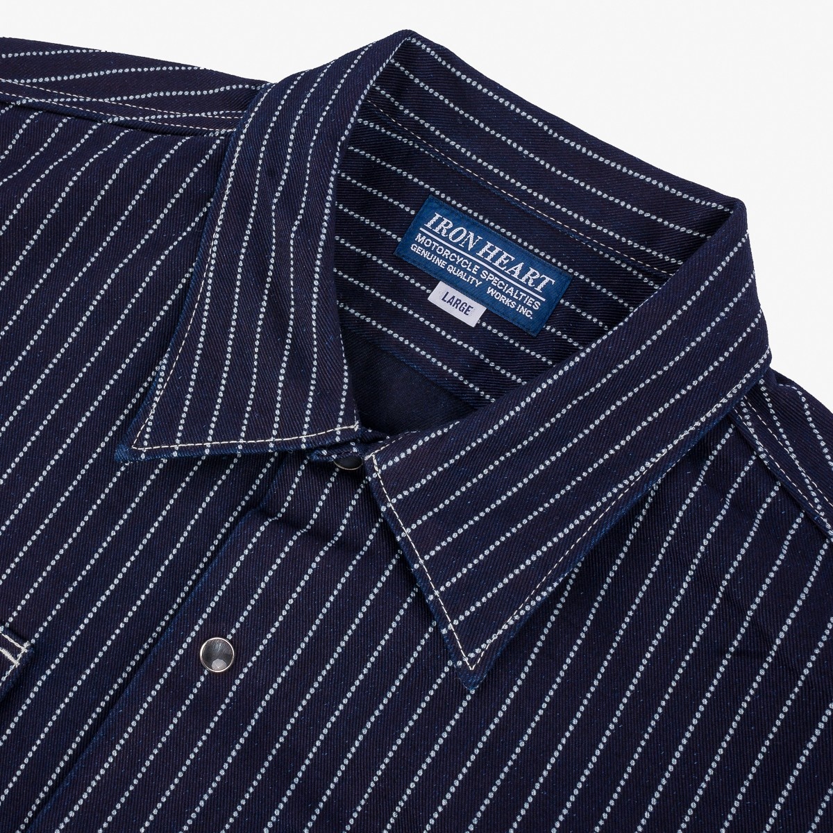 IHSH-416-IND 10oz Wabash Short Sleeved Mechanic Shirt - Indigo - 6