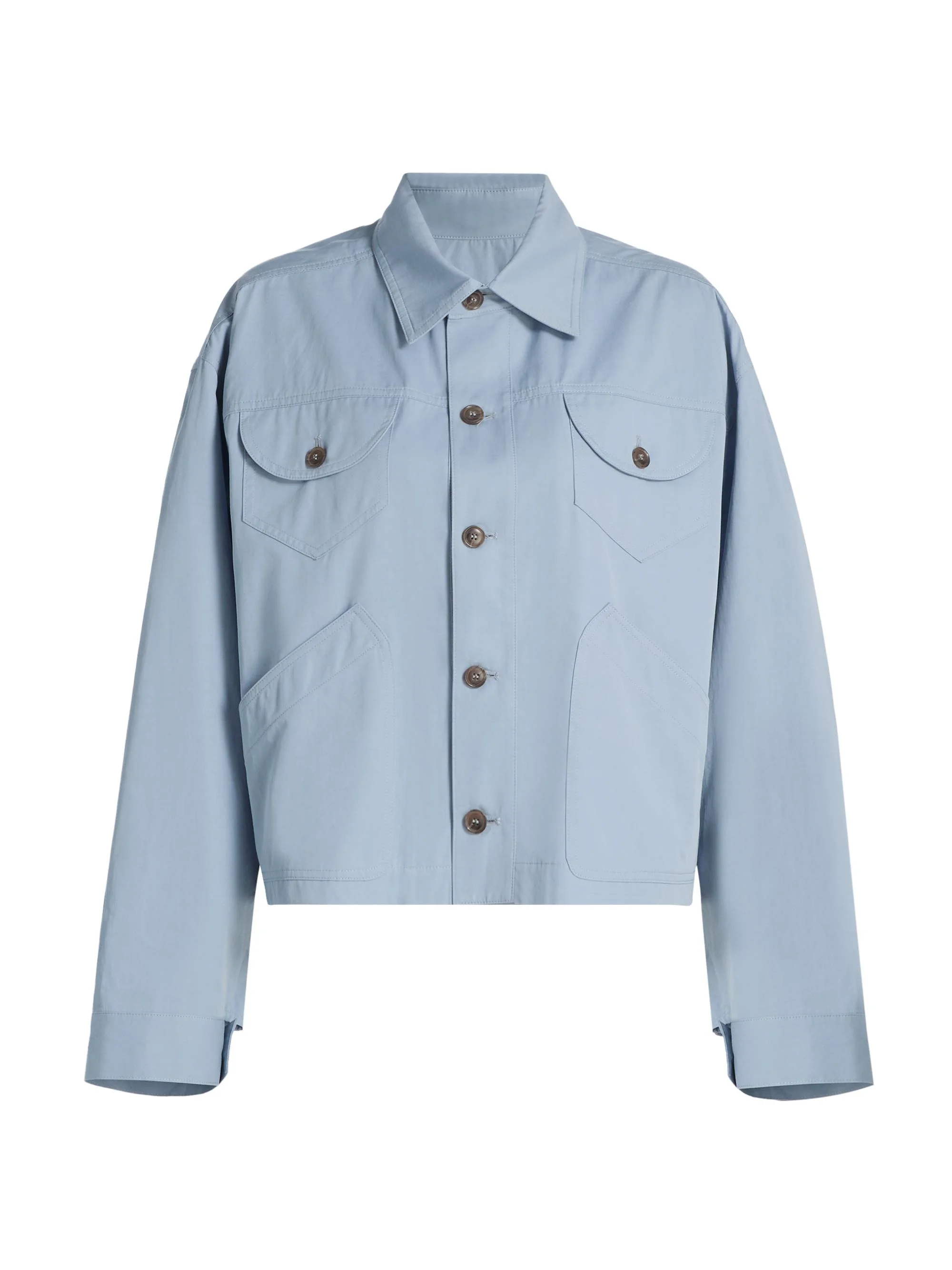 Women's Cotton Drop-Shoulder Utility Jacket - Sky Blue - 1
