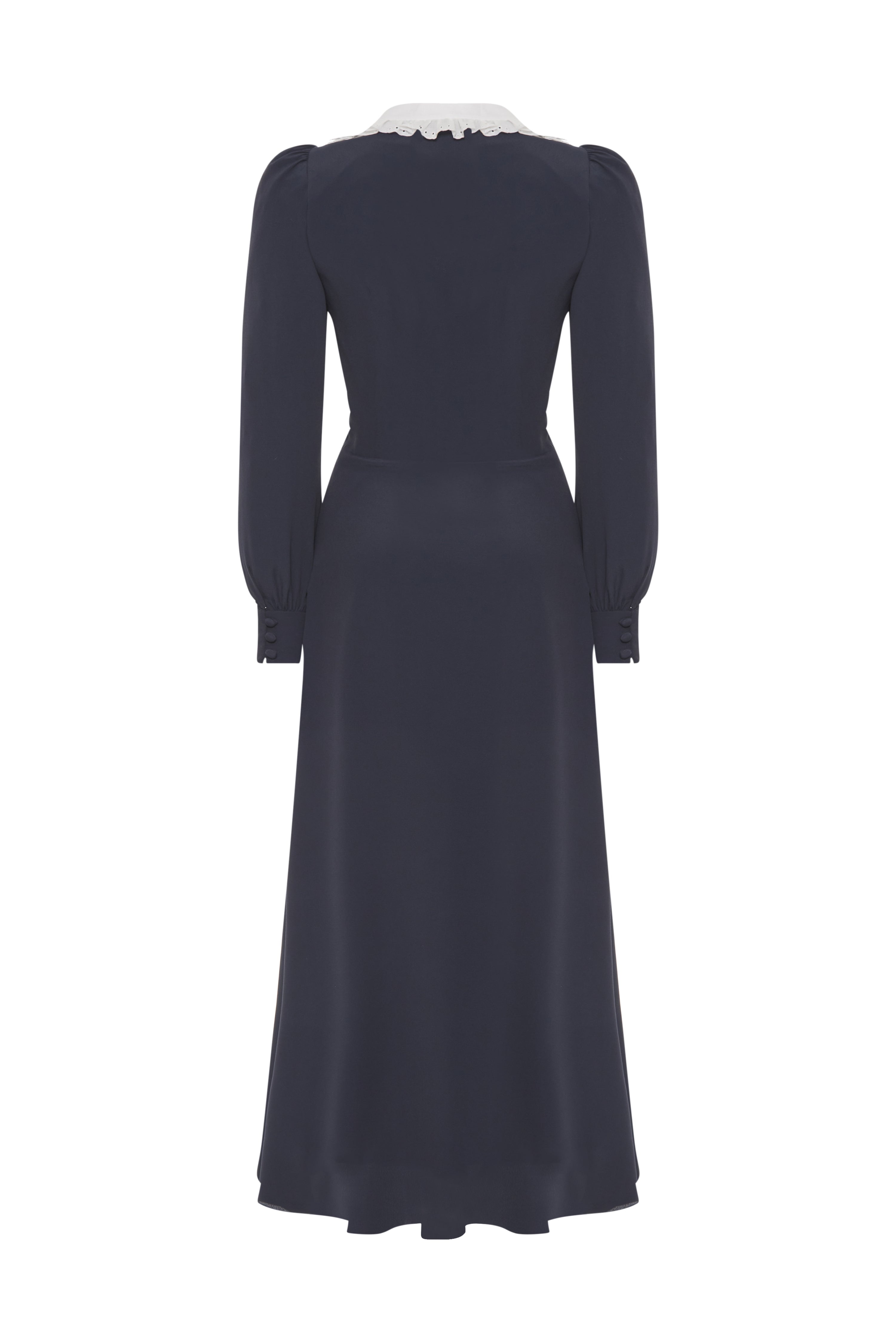 SILK BLEND DRESS WITH COLLAR - 2