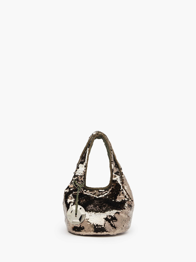 MINI SEQUIN SHOPPER WITH METALLIC CHARM - TOP HANDLE BAG 1