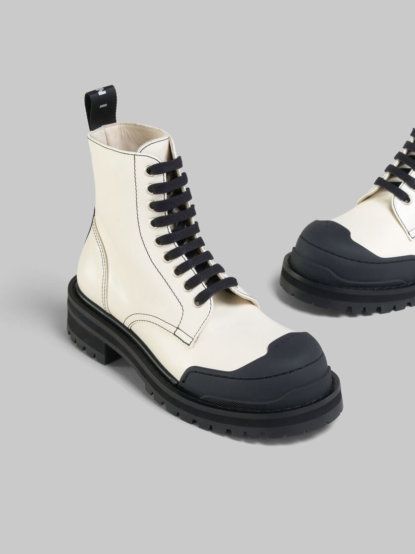 WHITE LEATHER DADA ARMY COMBAT BOOT - 4