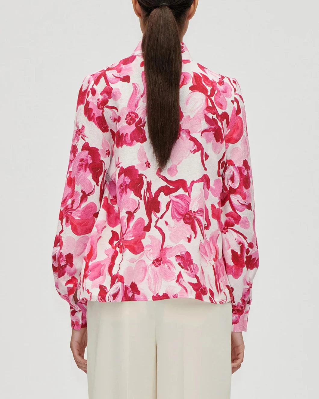 GATHERED HIGH NECK LONG SLEEVE TOP - 3