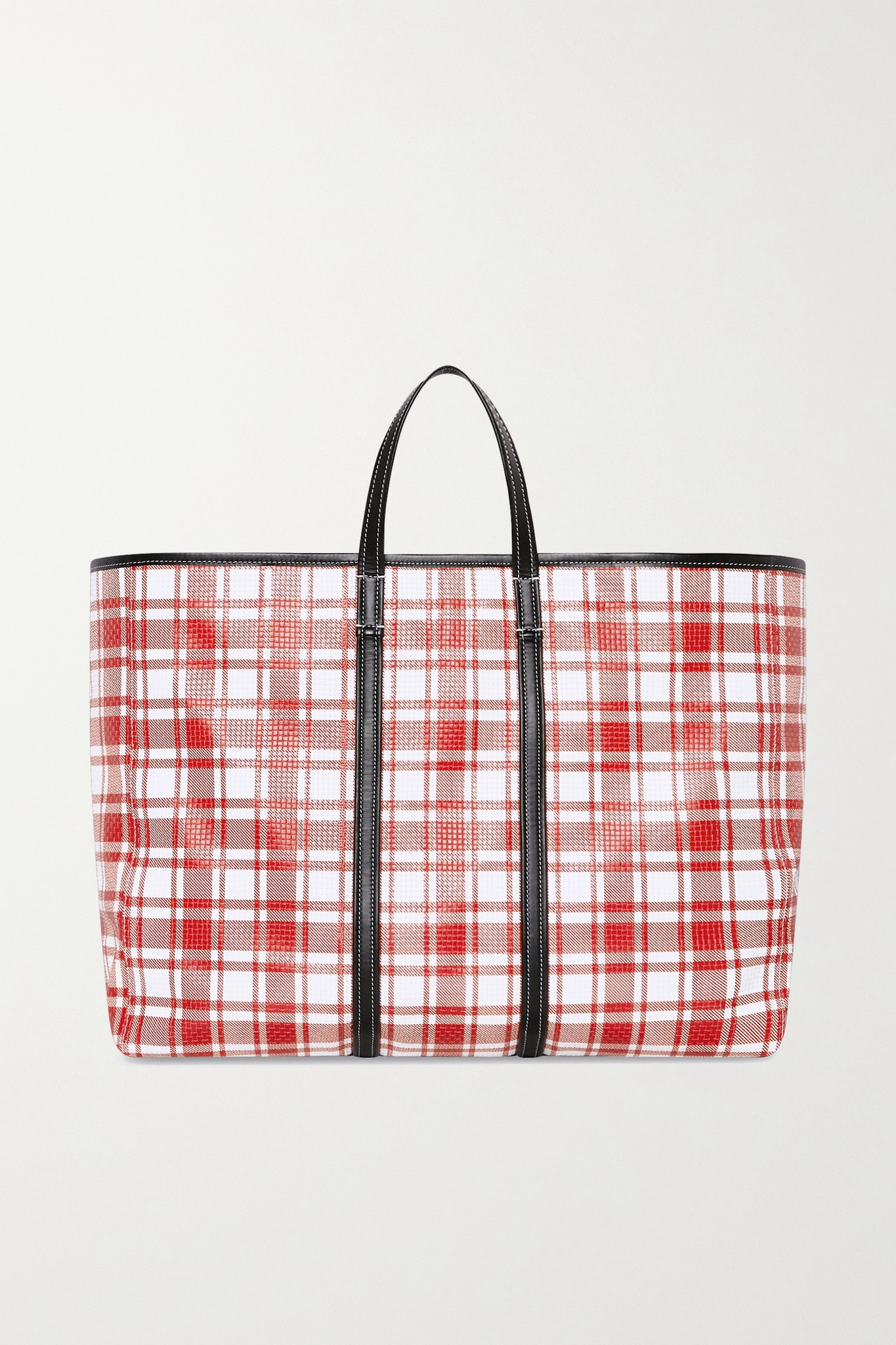 Barbes East-West large checked woven leather tote - 3