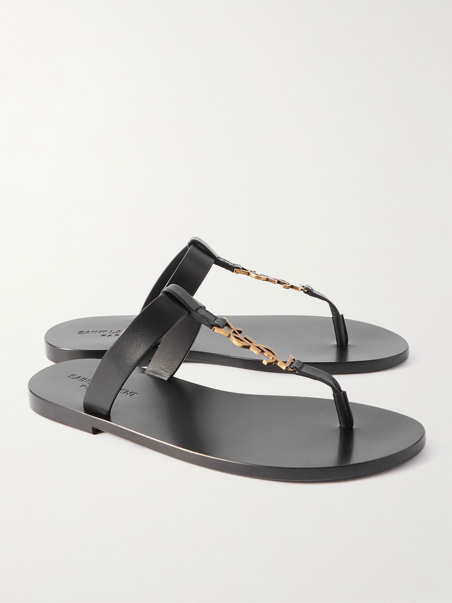 Cassandre Logo-Embellished Leather Sandals Black - 4