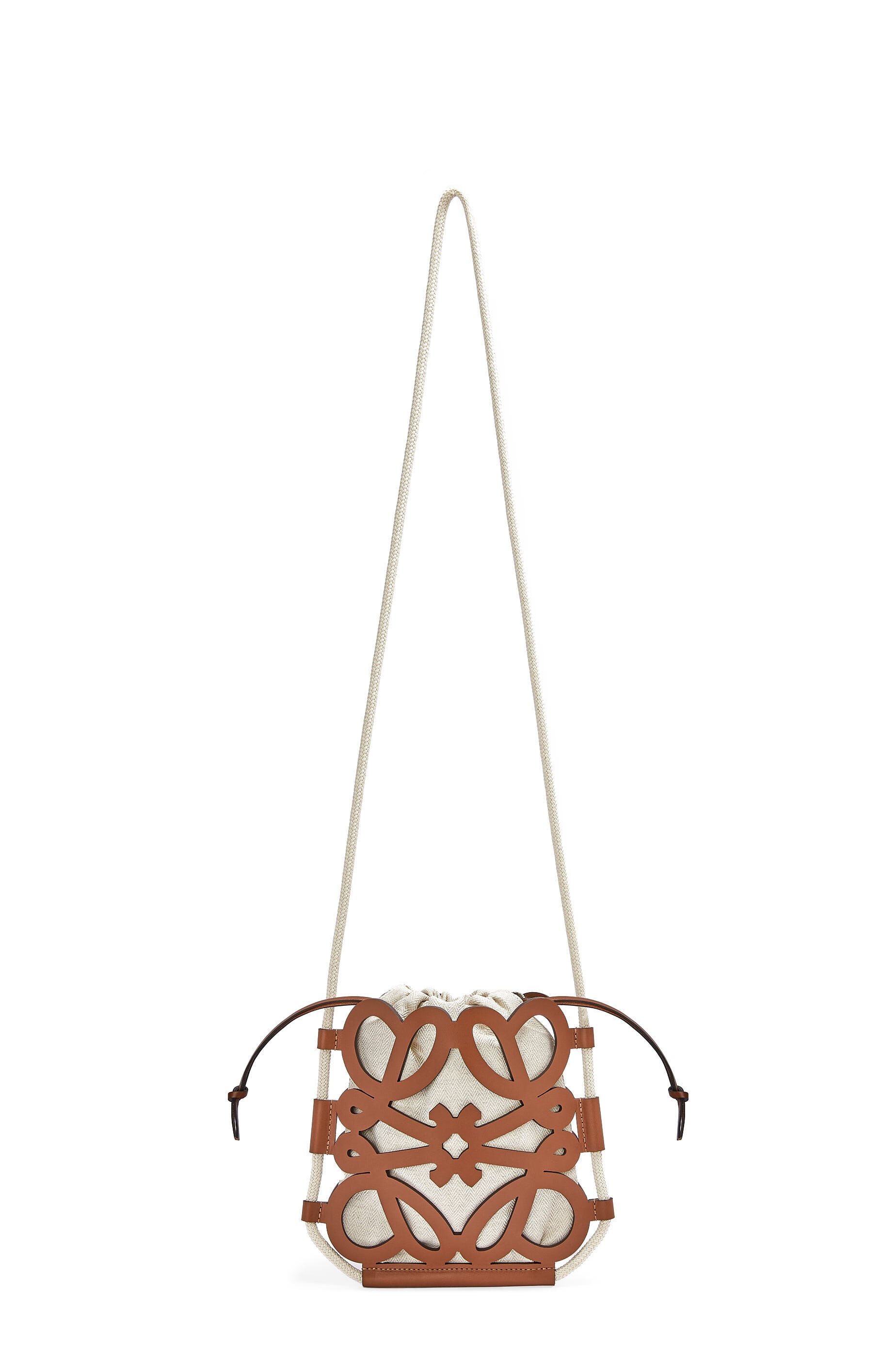 Anagram cut-out crossbody in classic calfskin and canvas - 4