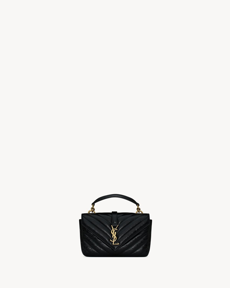 SAINT LAURENT COLLEGE MINI CHAIN BAG IN SHINY CRACKLED LEATHER outlook