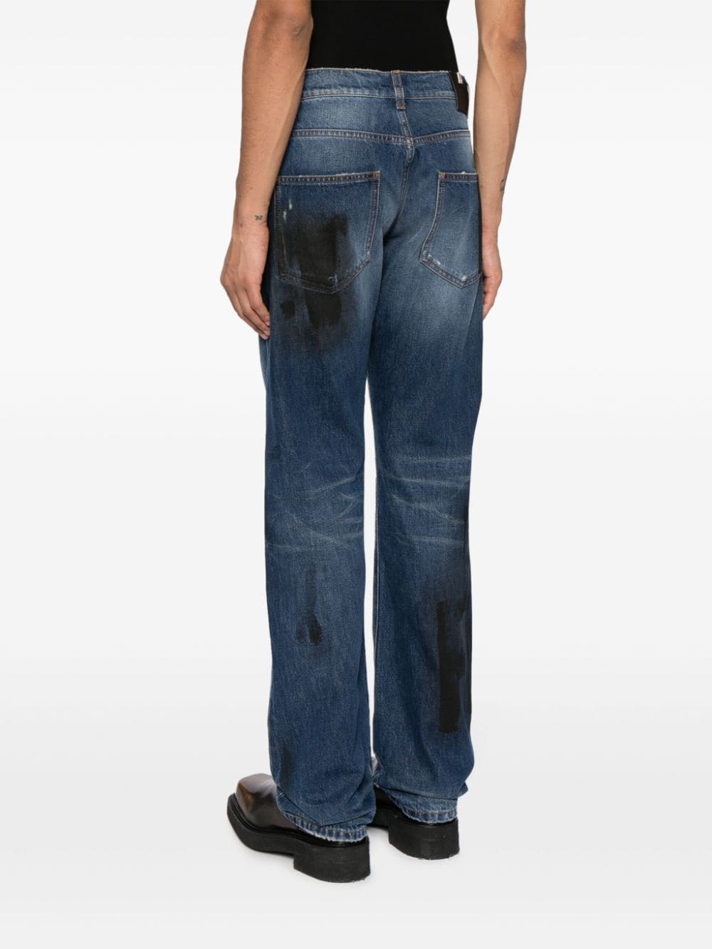 distressed-effect straight-leg jeans - 4