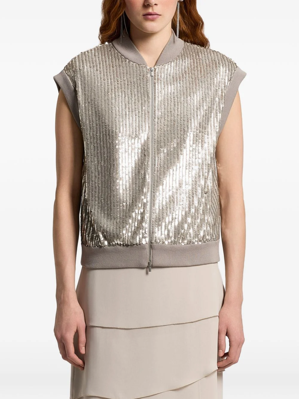 sequin sleveeless jacket - 1