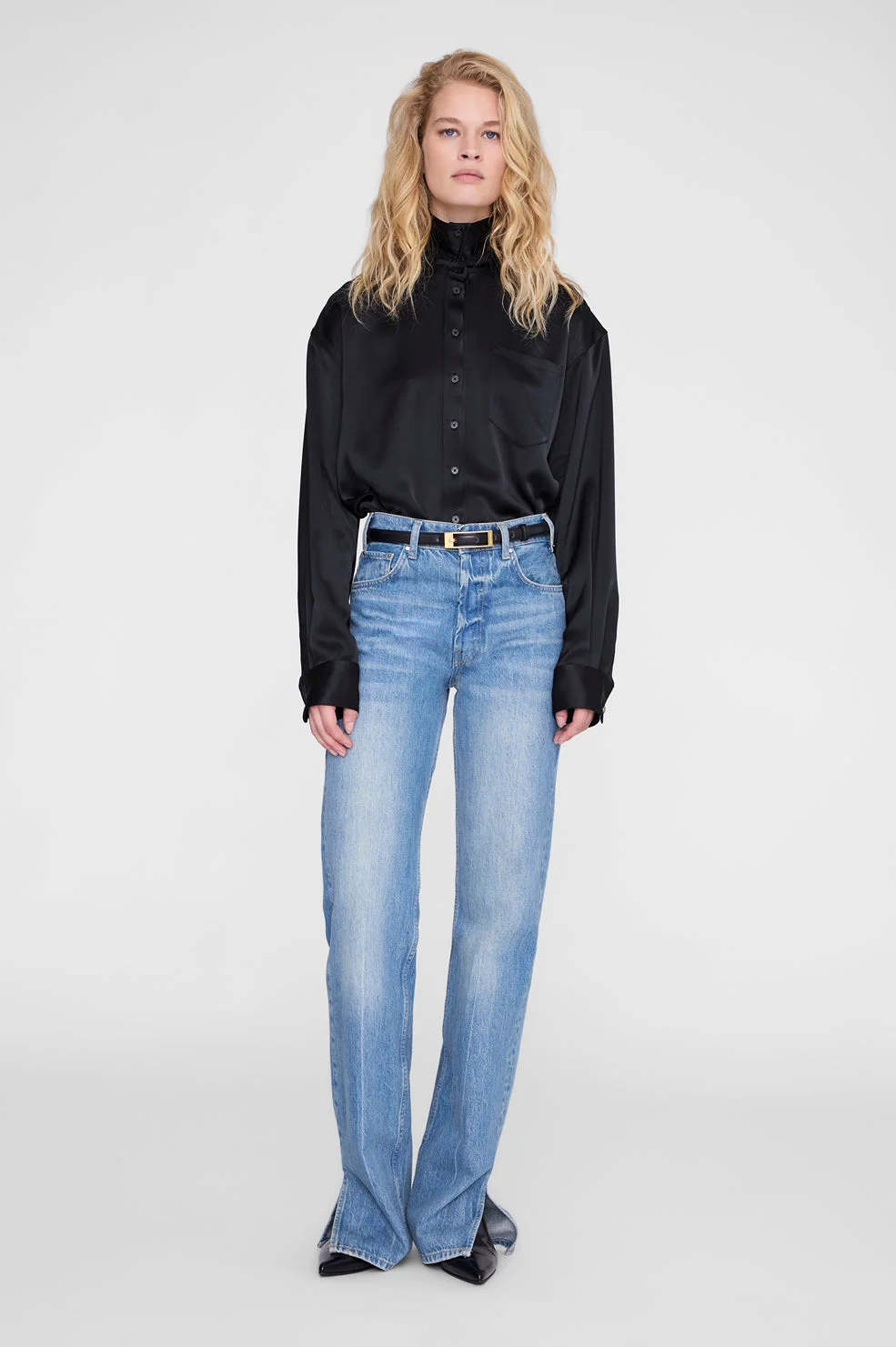 Scott Cropped Shirt - Black - 1