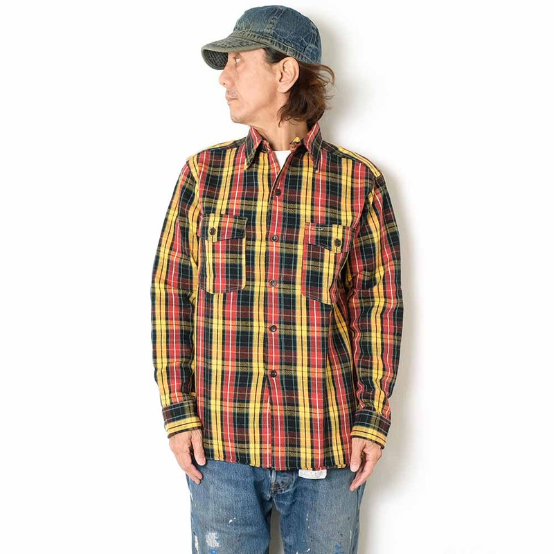 Lot.3022 FLANNEL SHIRTS WITH CHINSTRAP - F-Pattern - ONE WASH - WH-3022F24 9