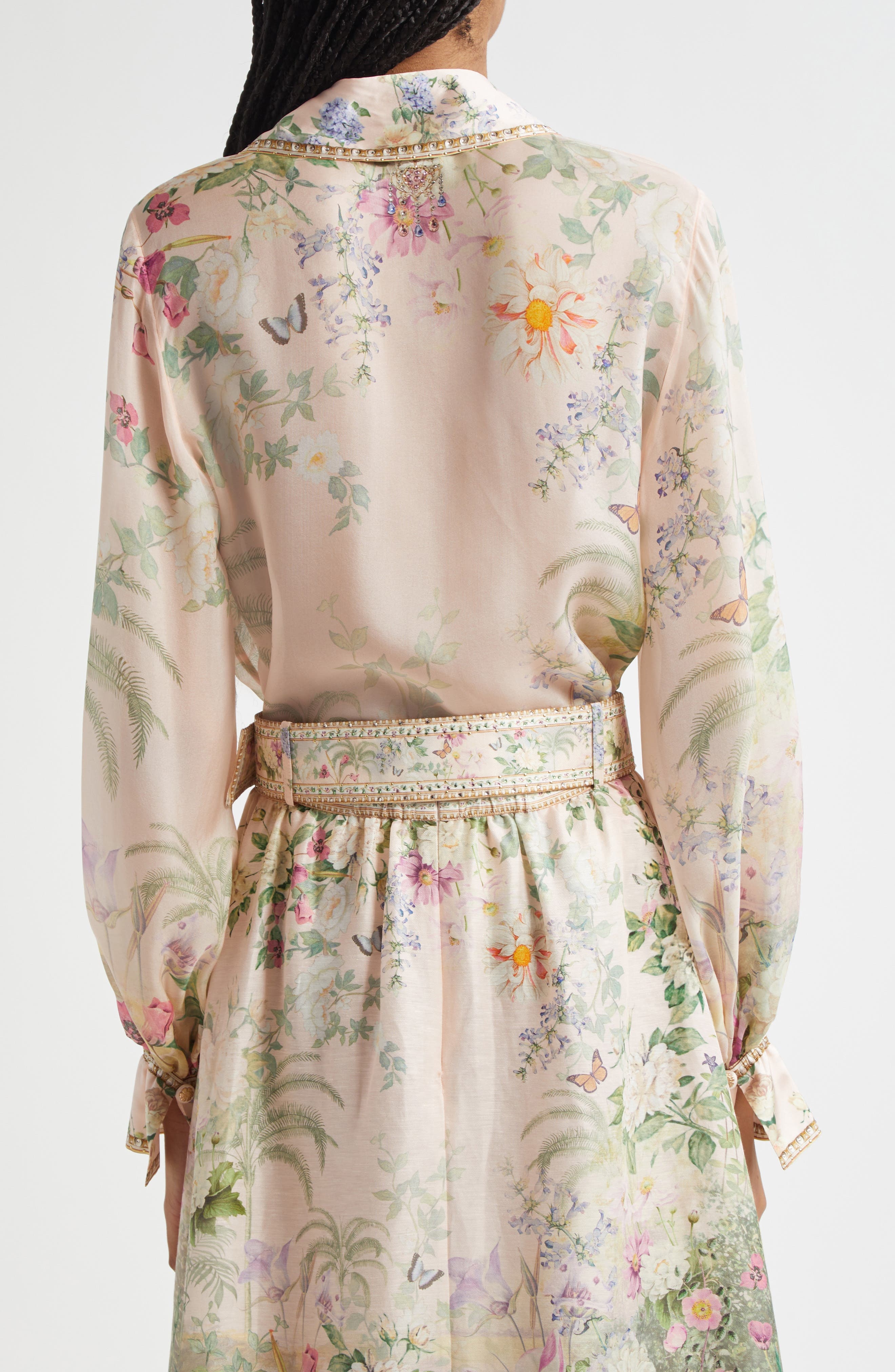 Camilla Curved Collar Silk Chiffon Shirt in Palacio Playground at Nordstrom - 3
