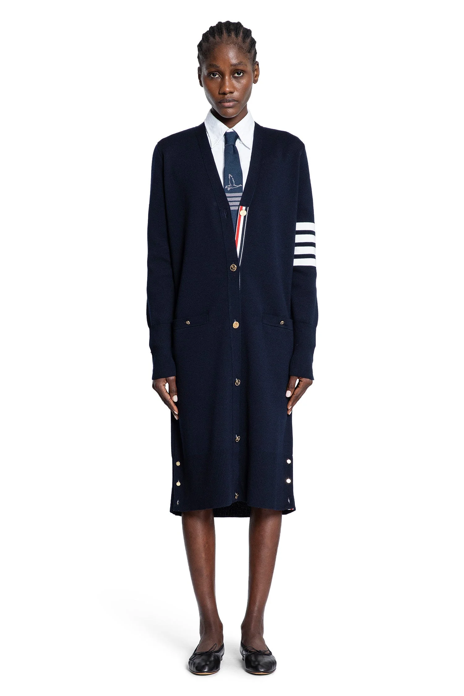 4-bar Long Cardigan In Merino Wool - 1