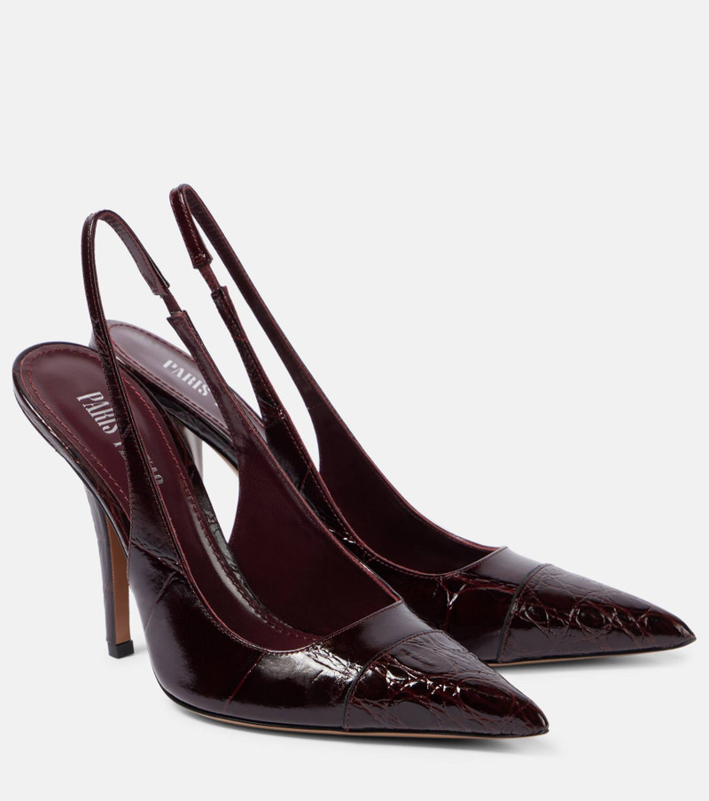 Miranda 105 croc-effect leather slingback pumps - 1