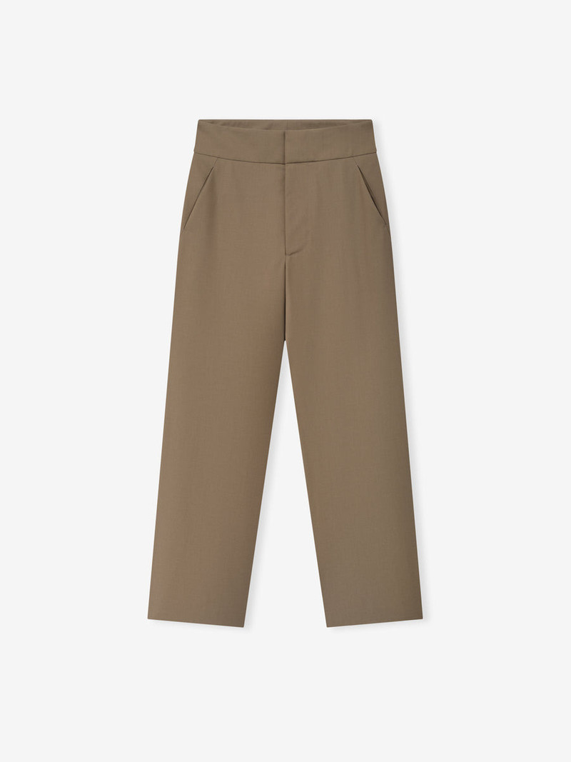 Wool Poplin Casual Flat Front Pants - 1