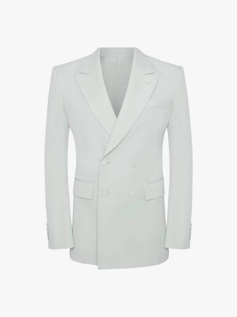 Men's Grain De Poudre Double-breasted Jacket in Opal - 1