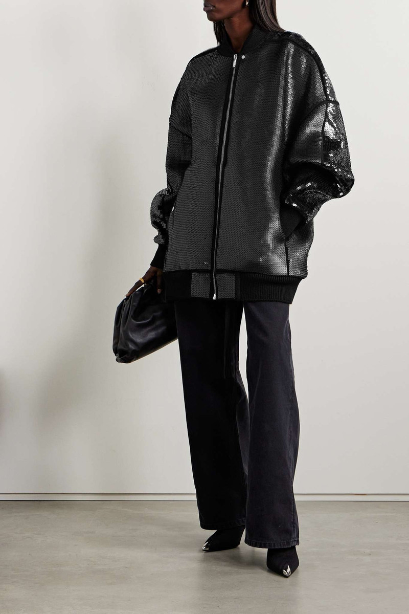 Rick Owens Peter Flight oversized sequined wool-felt bomber jacket outlook