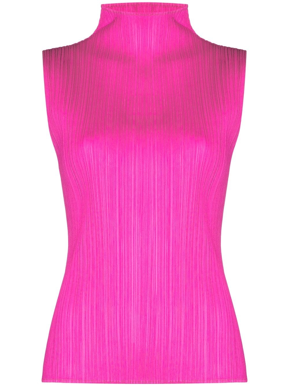 high-neck plissé top - 1