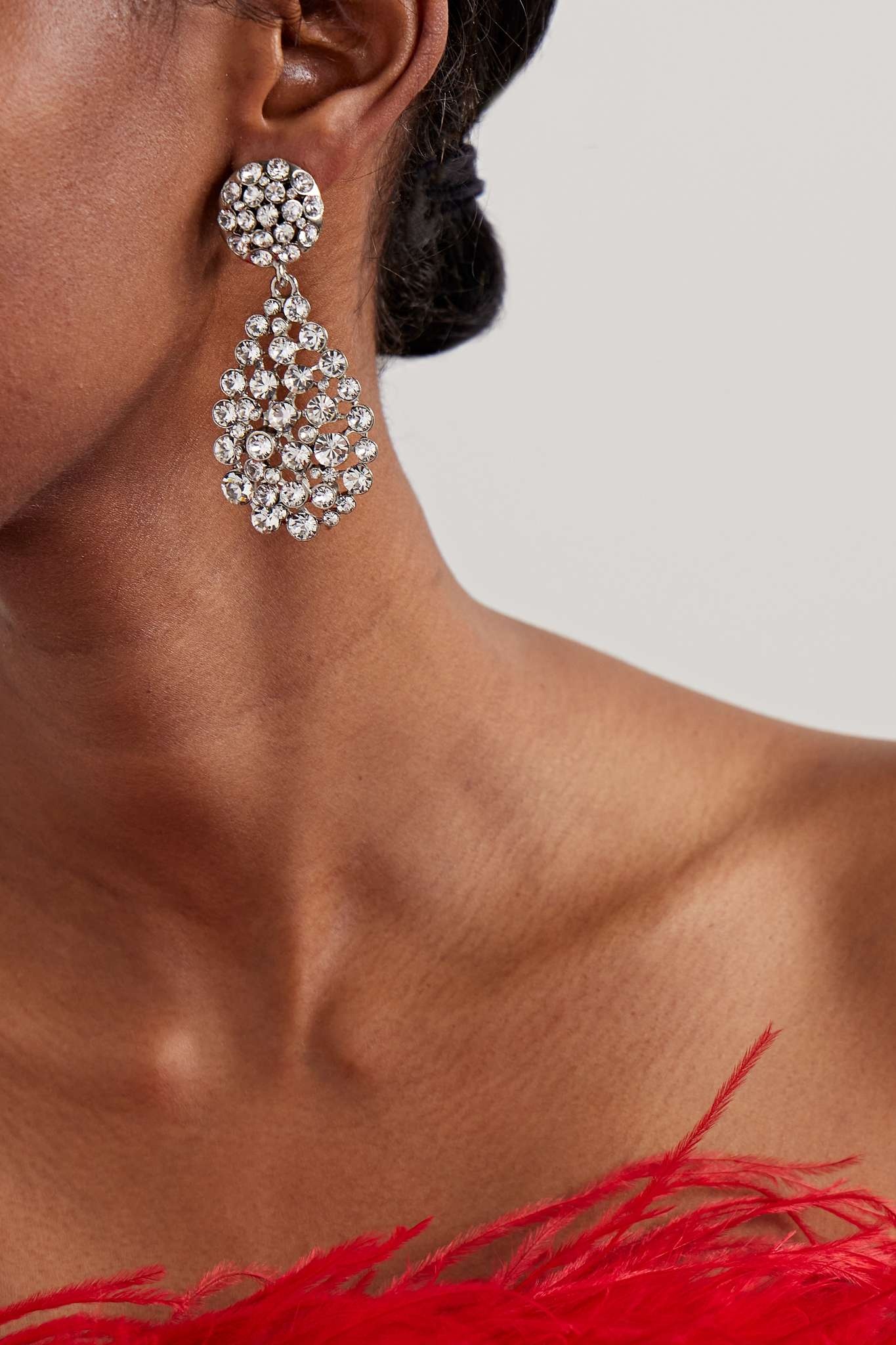 Oscar de la Renta crystal-embellished clip-on earrings - Gold