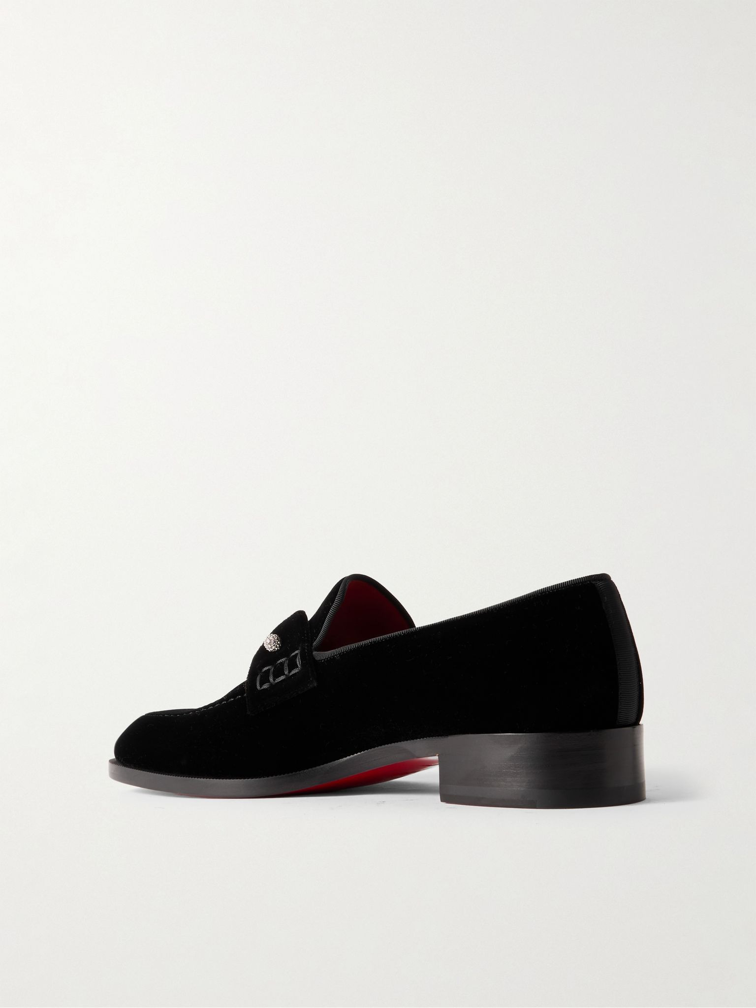 Chambelimoc Night Strass Embellished Velvet Loafers Black - 4