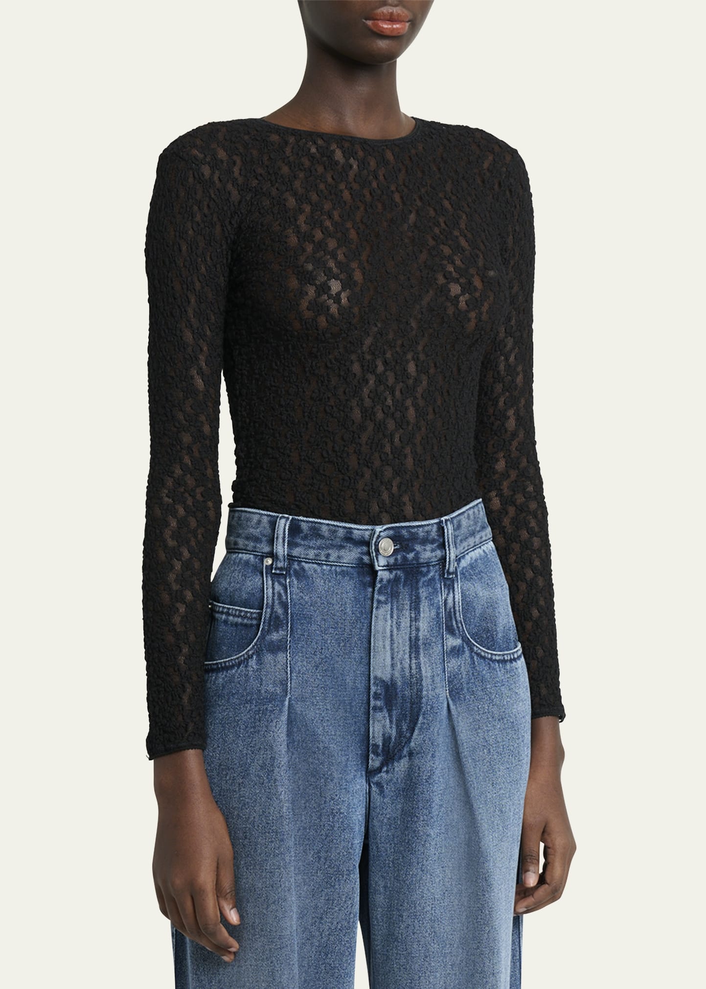 Gaelle Floral Stretch Lace Top - 4