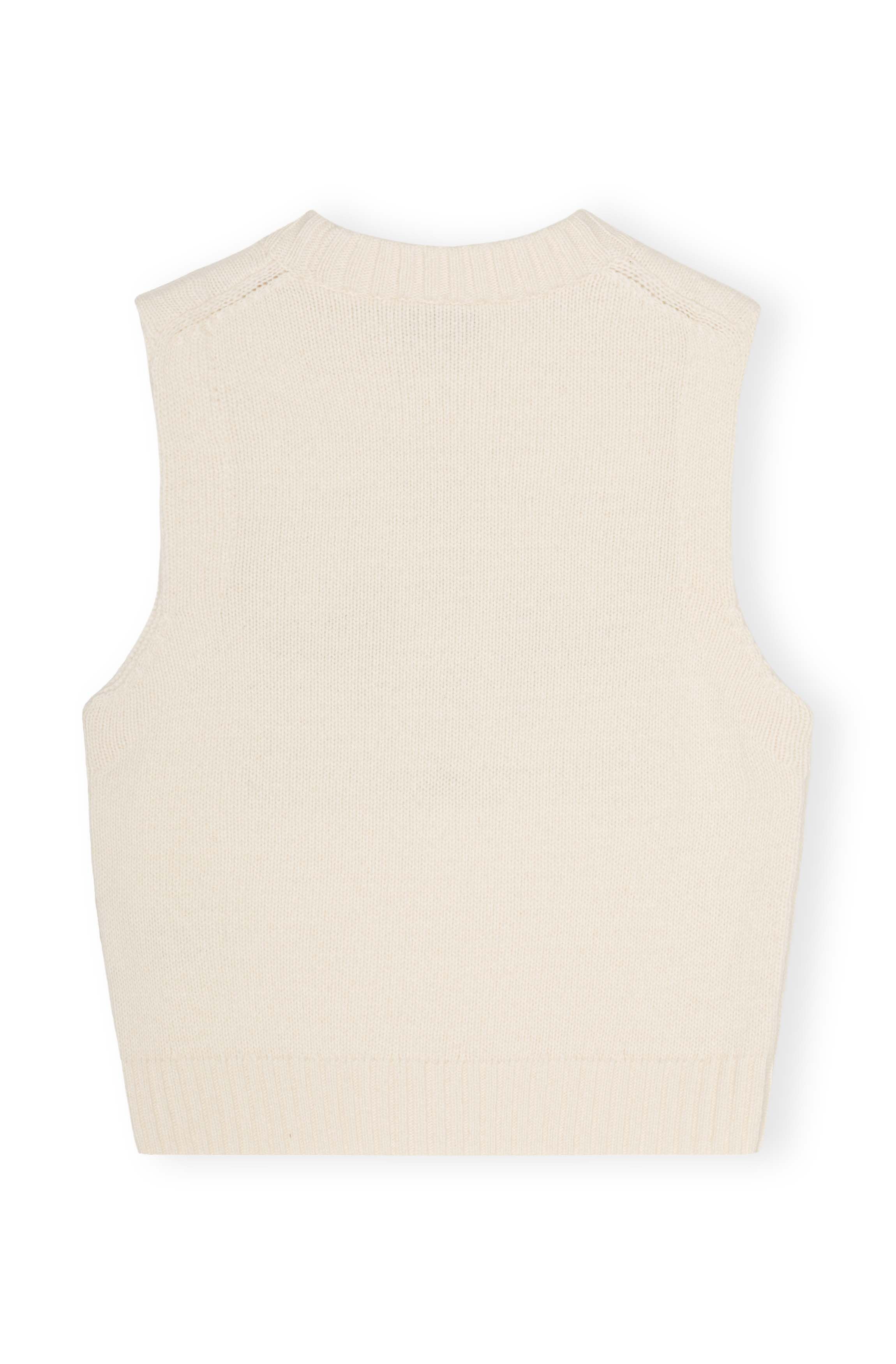 WHITE GRAPHIC WOOL MIX VEST - 5