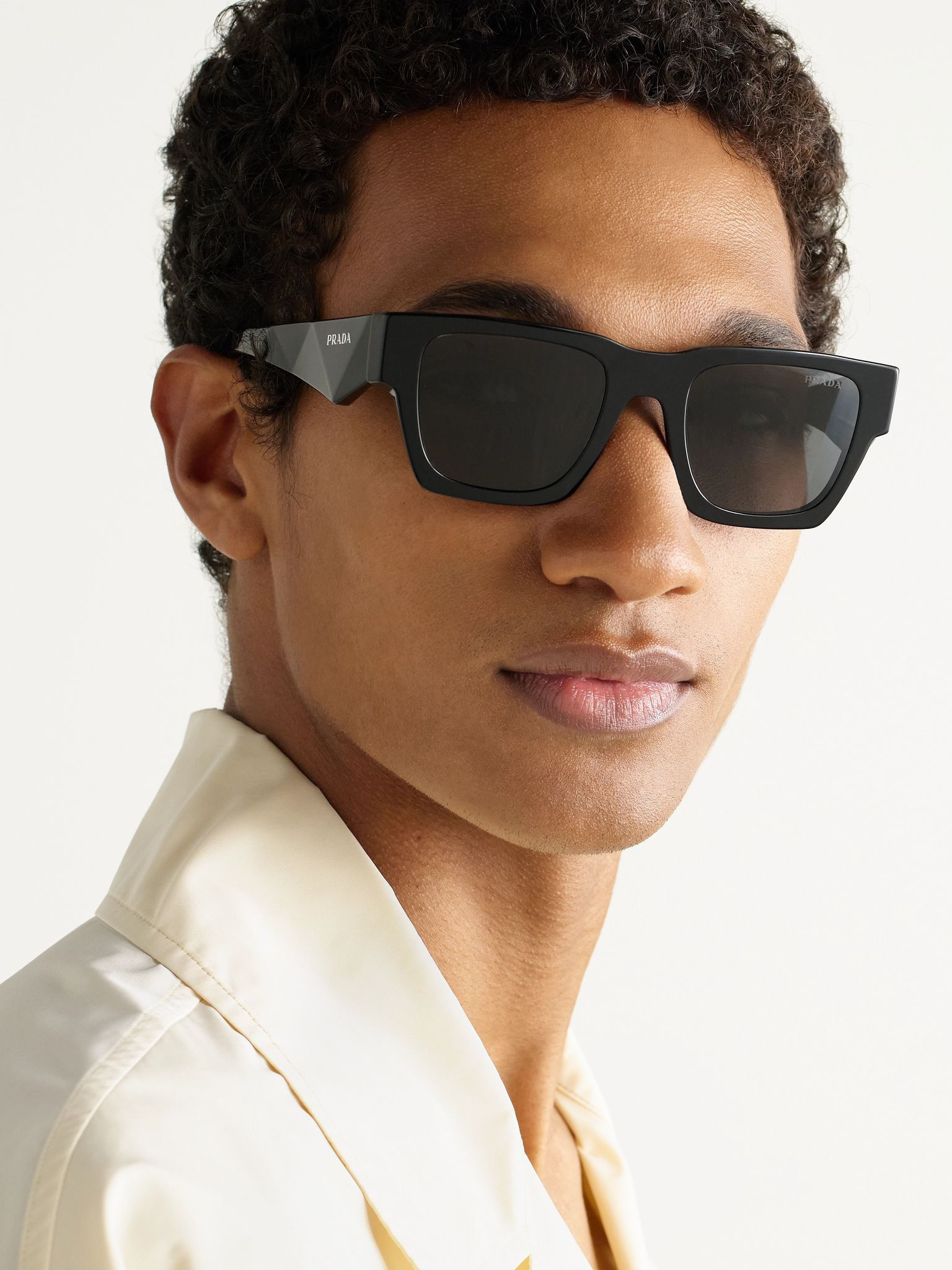 Rectangular-Frame Acetate Sunglasses Black - 2