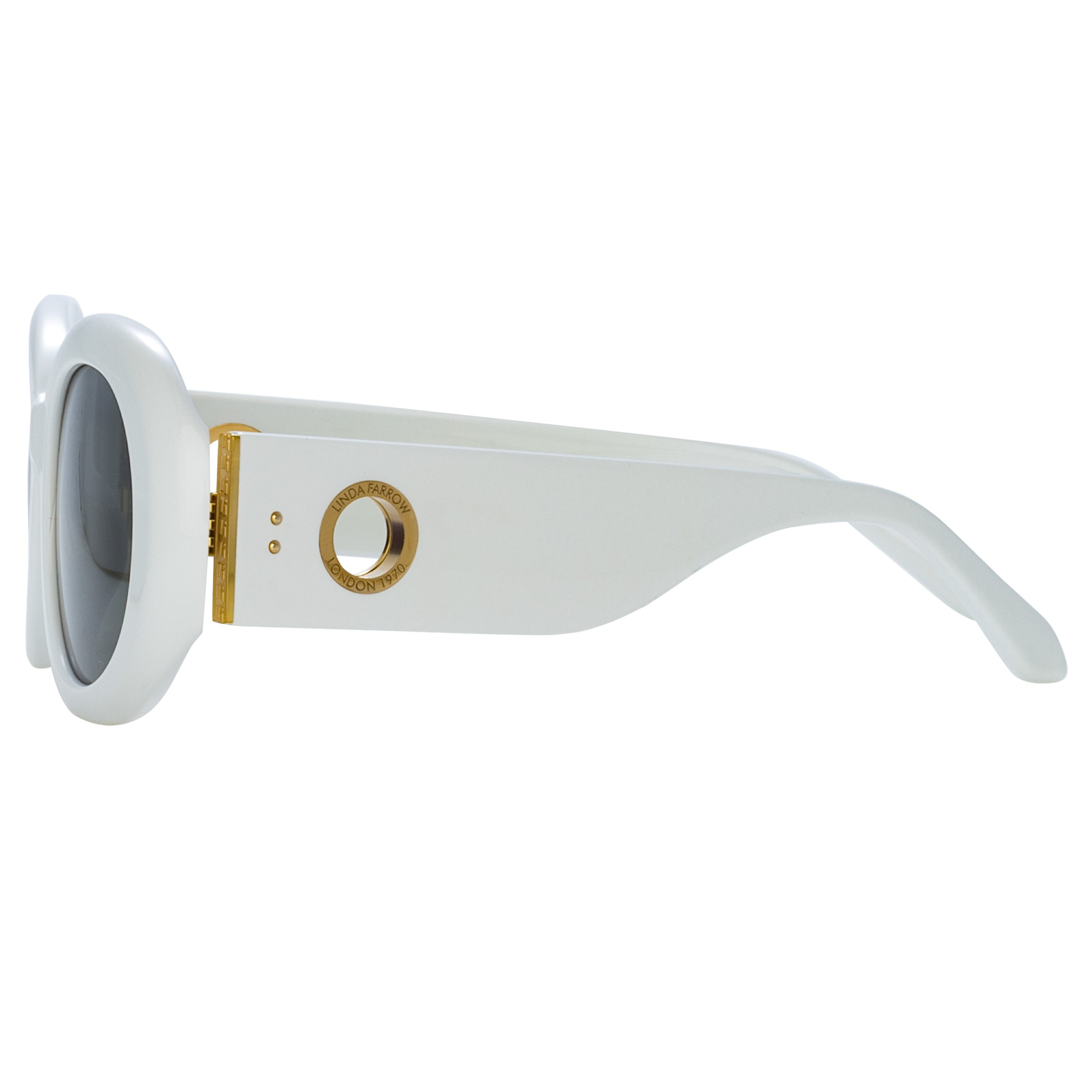 LINA OVAL SUNGLASSES IN WHITE - 4