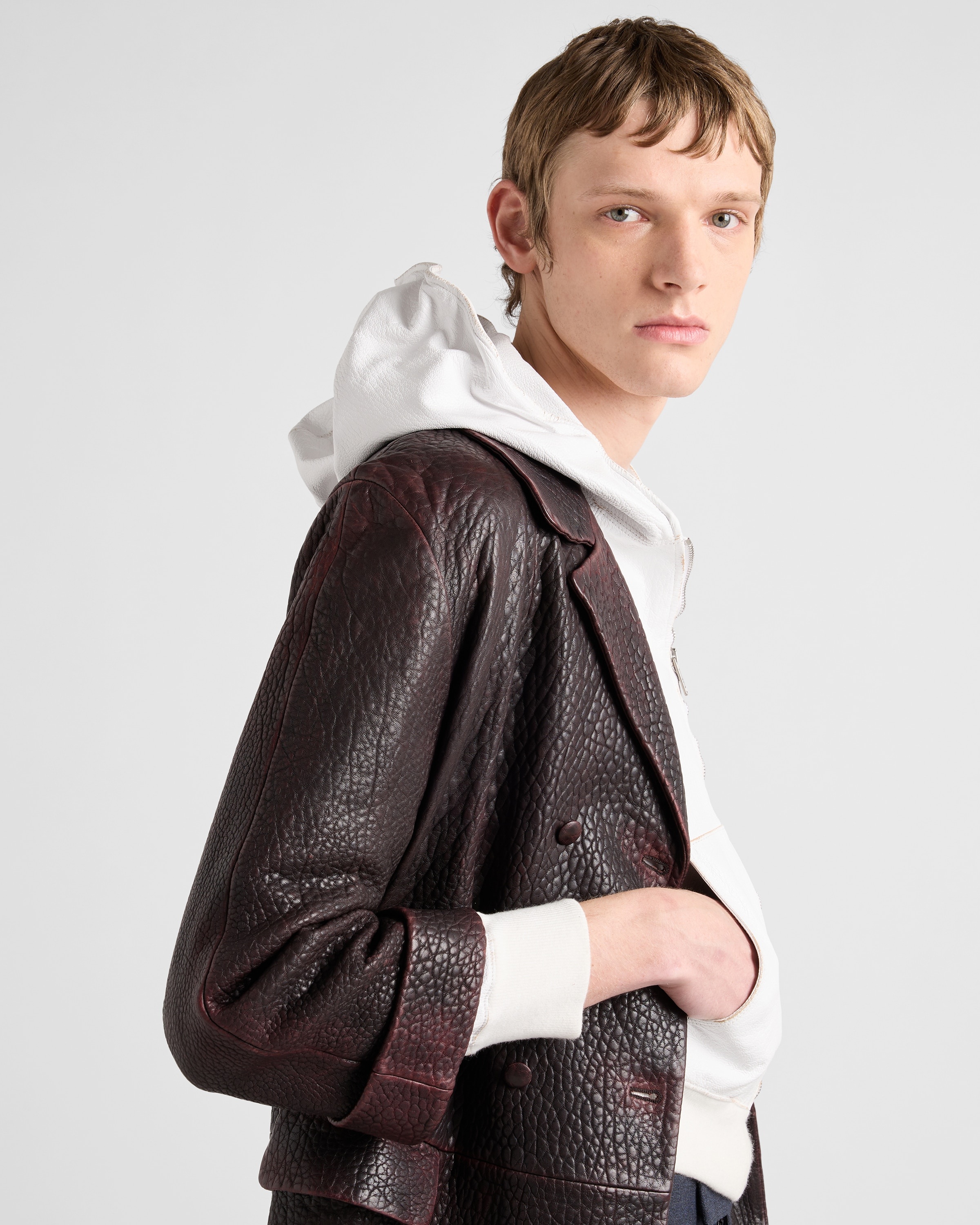 Leather zipper hoodie - 6