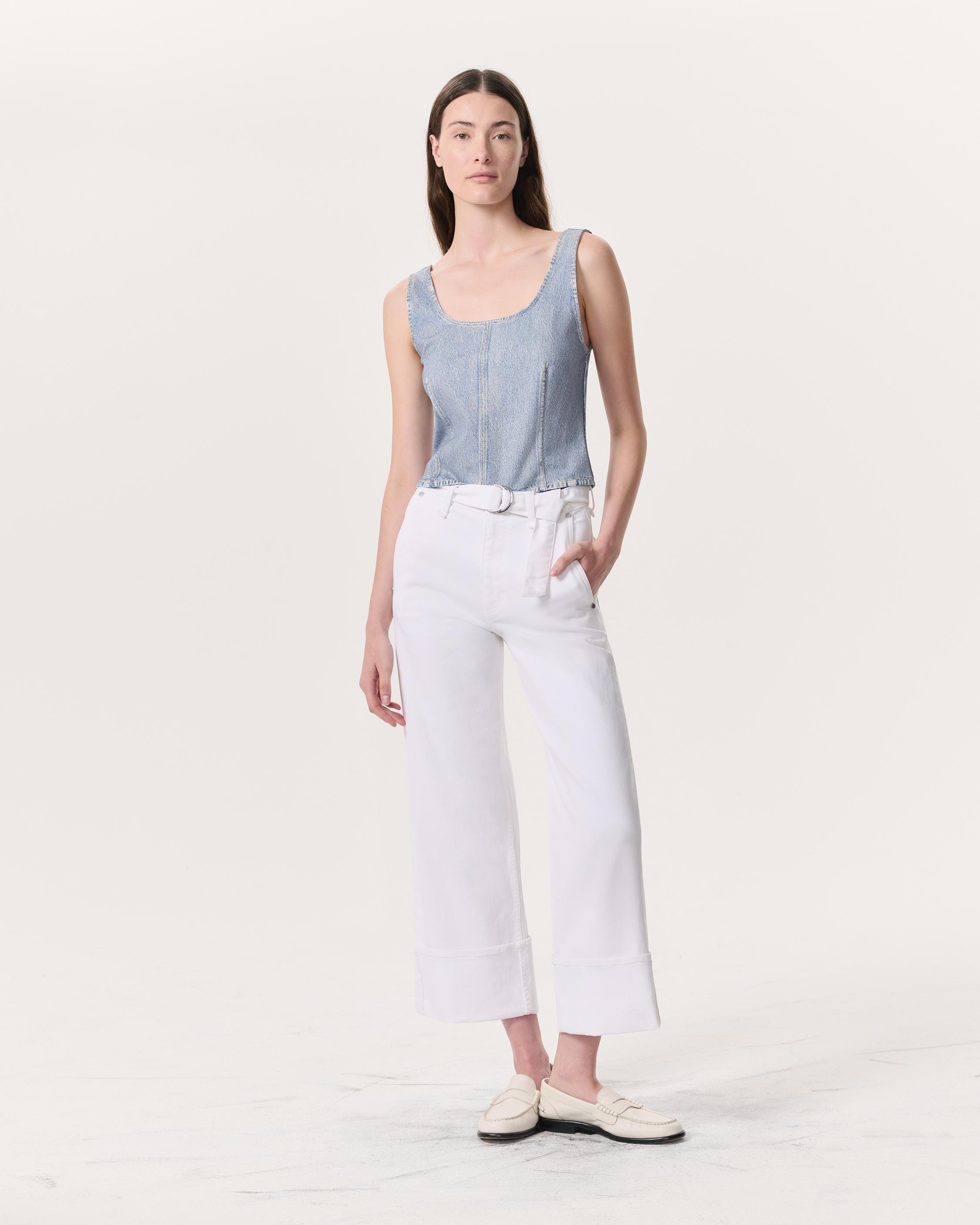 Andi Belted Ankle-Length Wide-Leg Jeans
Vintage Stretch Denim - 2